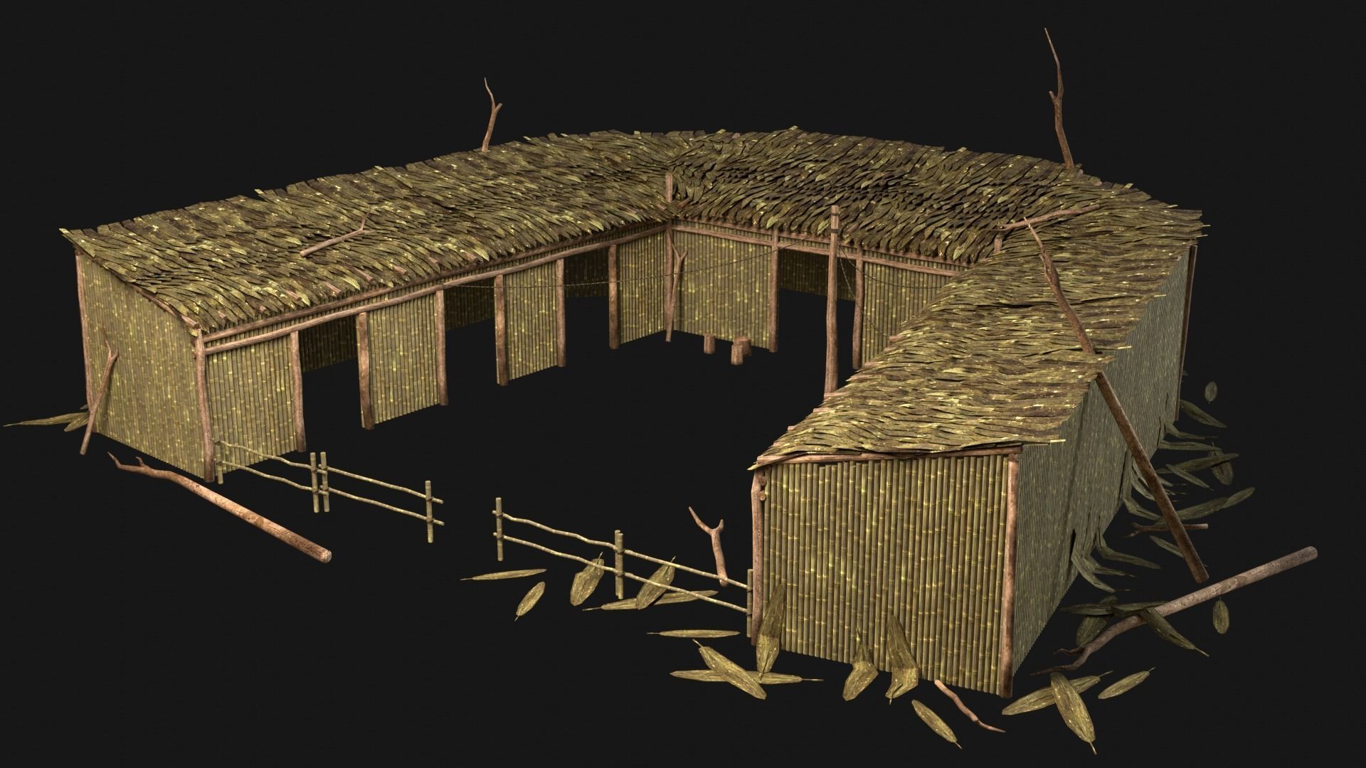 JUNGLE SWAMP HOUSE BUILDING COTTAGE HUT AAA COLLECTION Low-poly 3D model_29