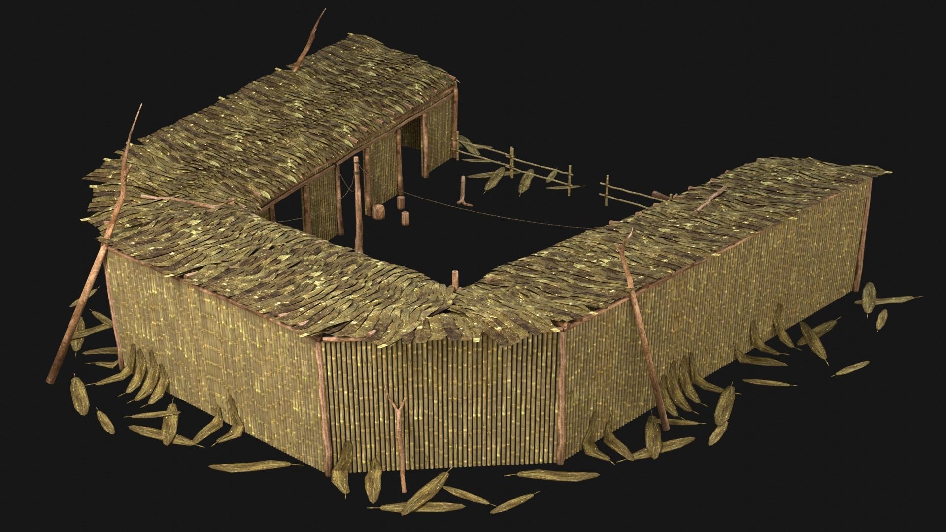 JUNGLE SWAMP HOUSE BUILDING COTTAGE HUT AAA COLLECTION Low-poly 3D model_31