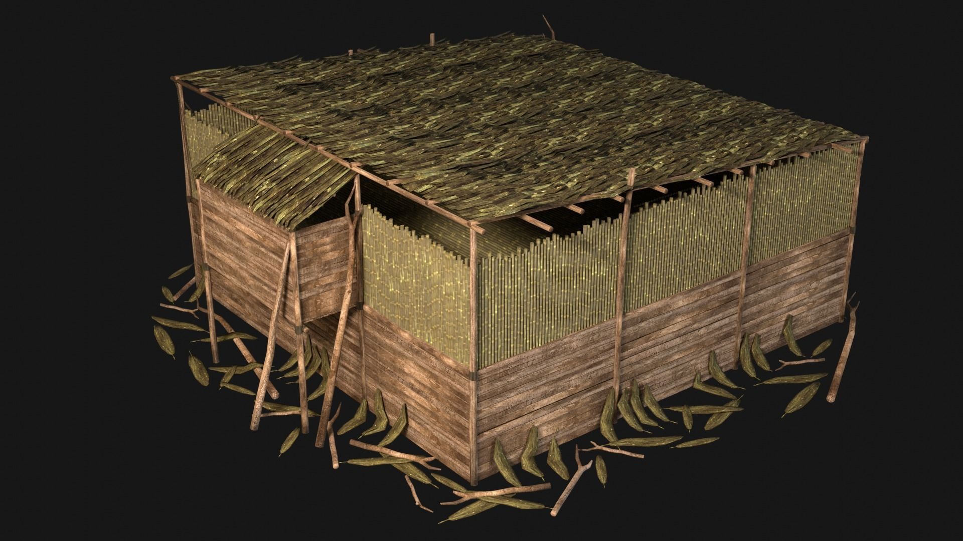 JUNGLE SWAMP HOUSE BUILDING COTTAGE HUT AAA COLLECTION Low-poly 3D model_35