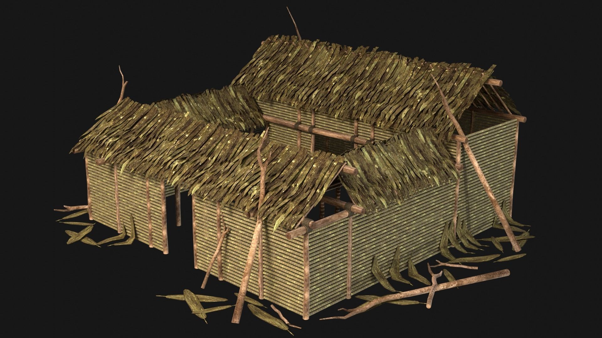 JUNGLE SWAMP HOUSE BUILDING COTTAGE HUT AAA COLLECTION Low-poly 3D model_25