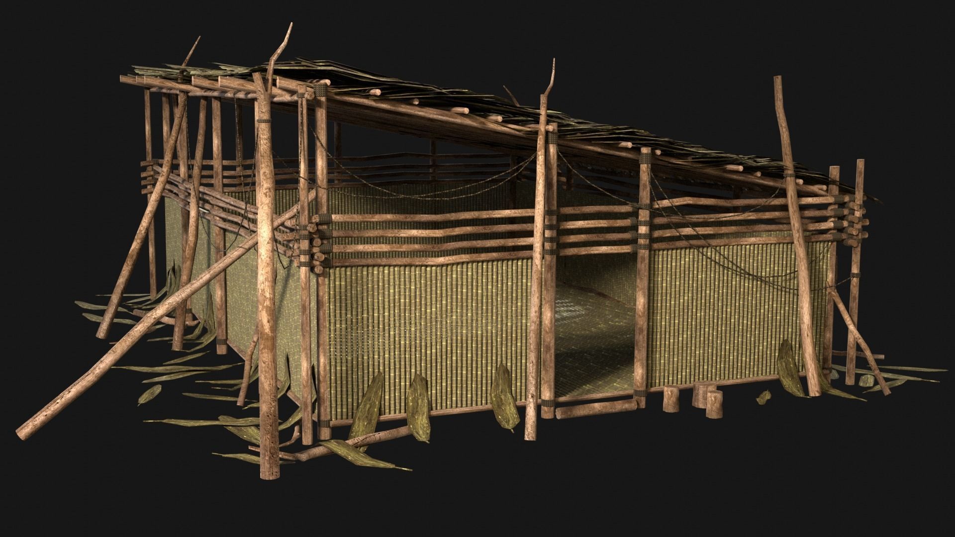 JUNGLE SWAMP HOUSE BUILDING COTTAGE HUT AAA COLLECTION Low-poly 3D model_6