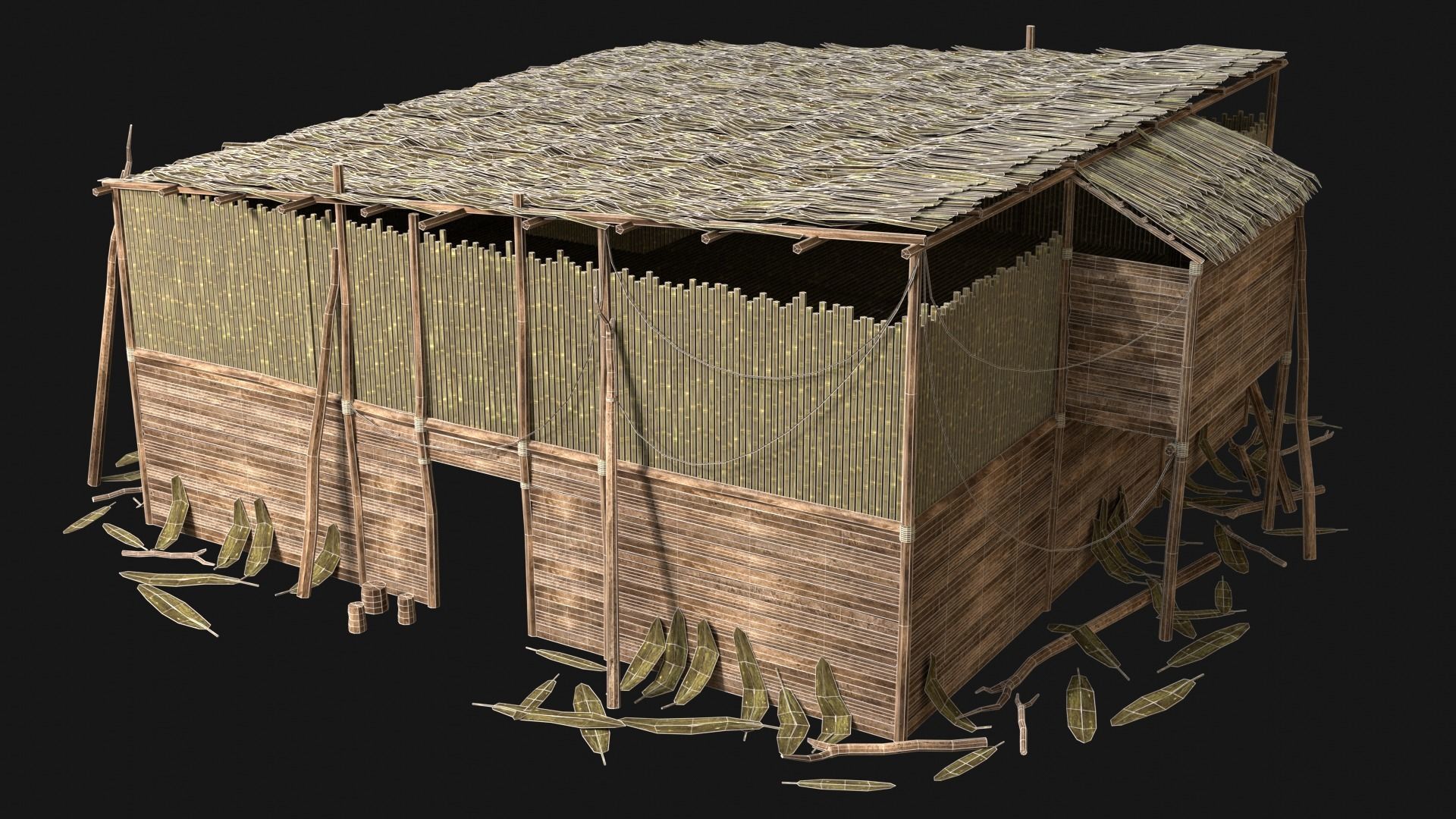JUNGLE SWAMP HOUSE BUILDING COTTAGE HUT AAA COLLECTION Low-poly 3D model_36