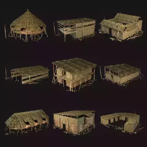 JUNGLE SWAMP HOUSE BUILDING COTTAGE HUT AAA COLLECTION Low-poly 3D model