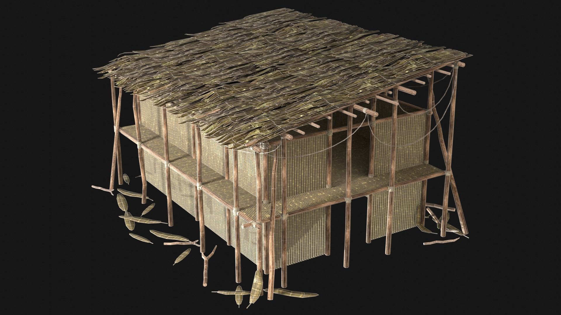 JUNGLE SWAMP HOUSE BUILDING COTTAGE HUT AAA COLLECTION Low-poly 3D model_24