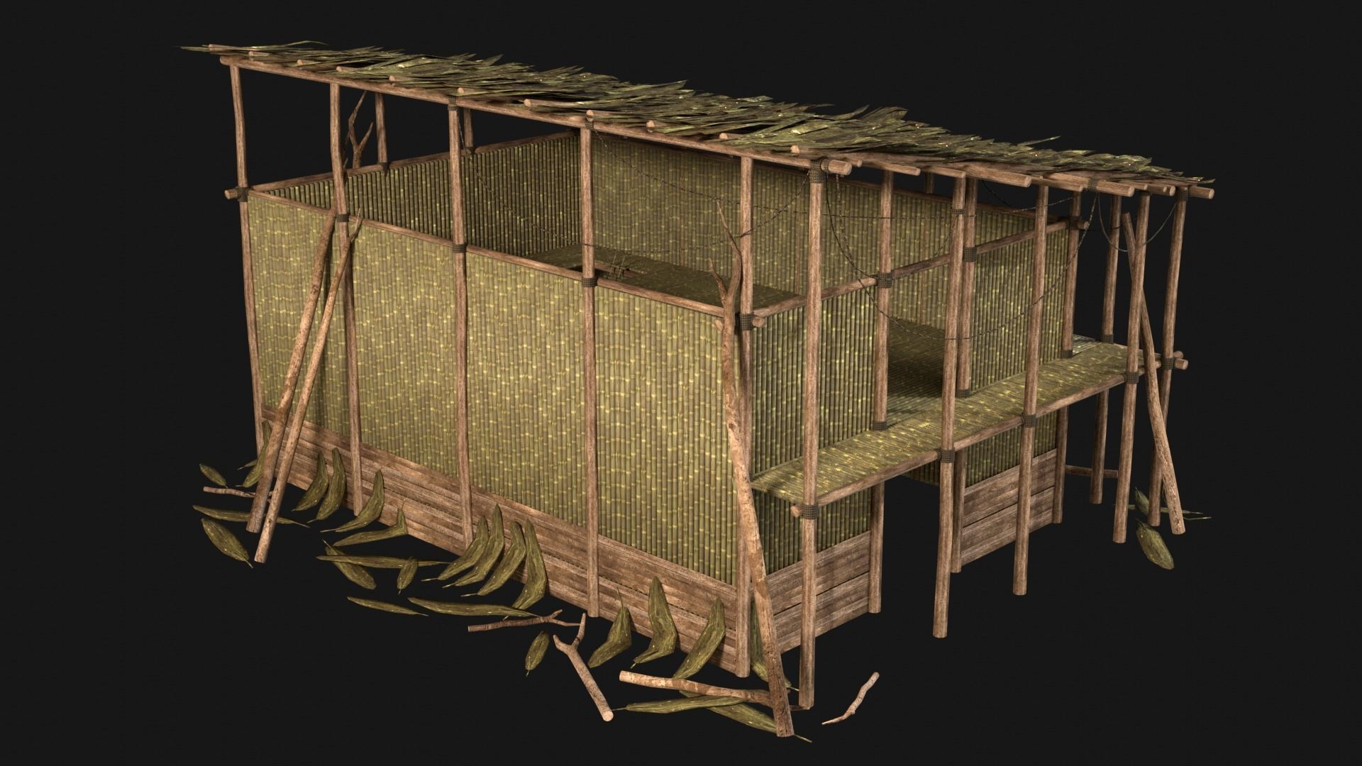 JUNGLE SWAMP HOUSE BUILDING COTTAGE HUT AAA COLLECTION Low-poly 3D model_22