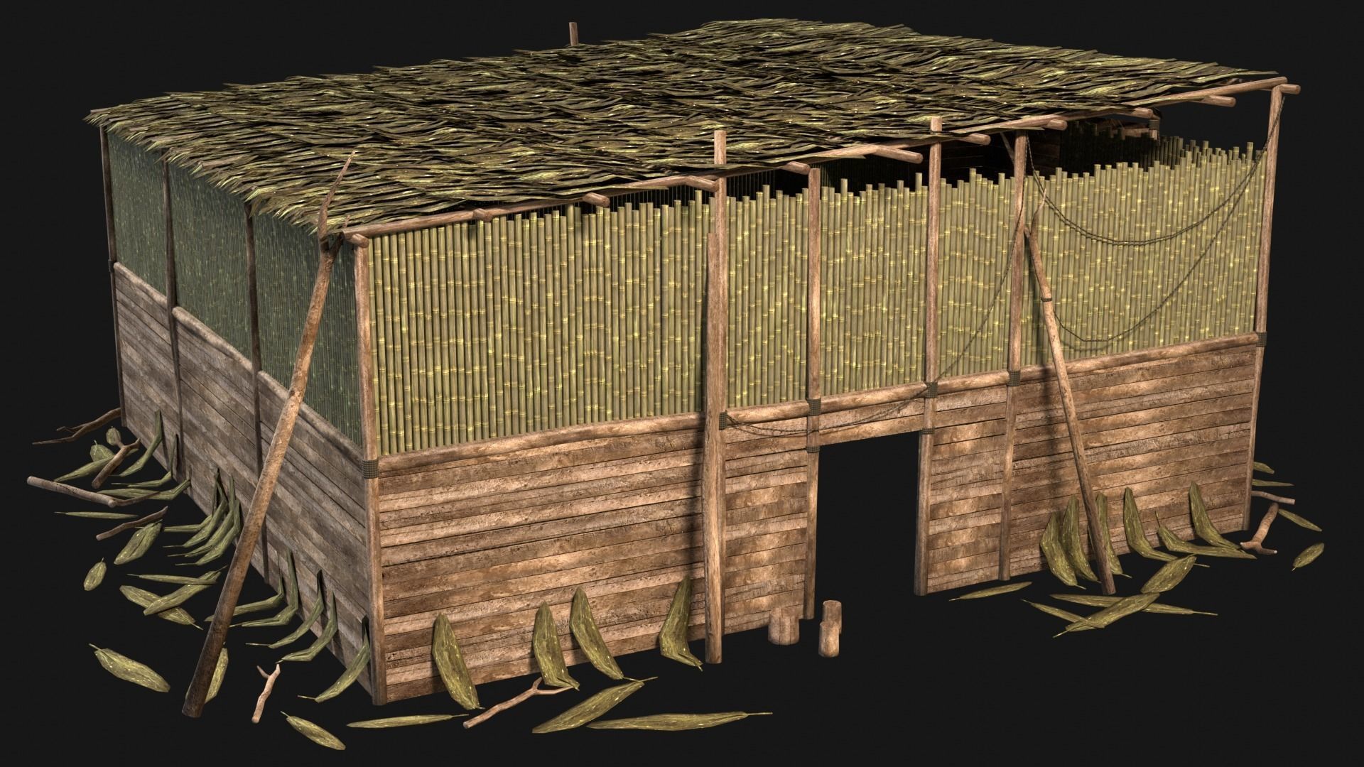 JUNGLE SWAMP HOUSE BUILDING COTTAGE HUT AAA COLLECTION Low-poly 3D model_34