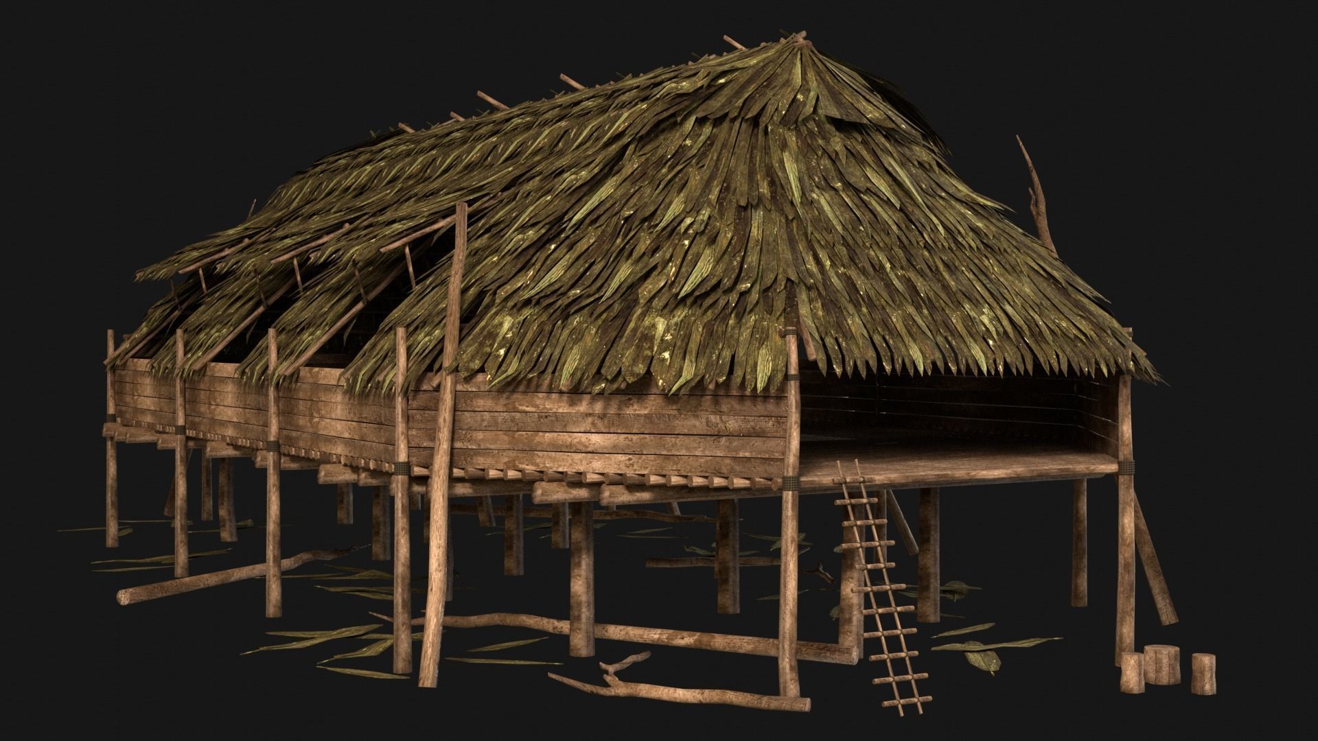 JUNGLE SWAMP HOUSE BUILDING COTTAGE HUT AAA COLLECTION Low-poly 3D model_18