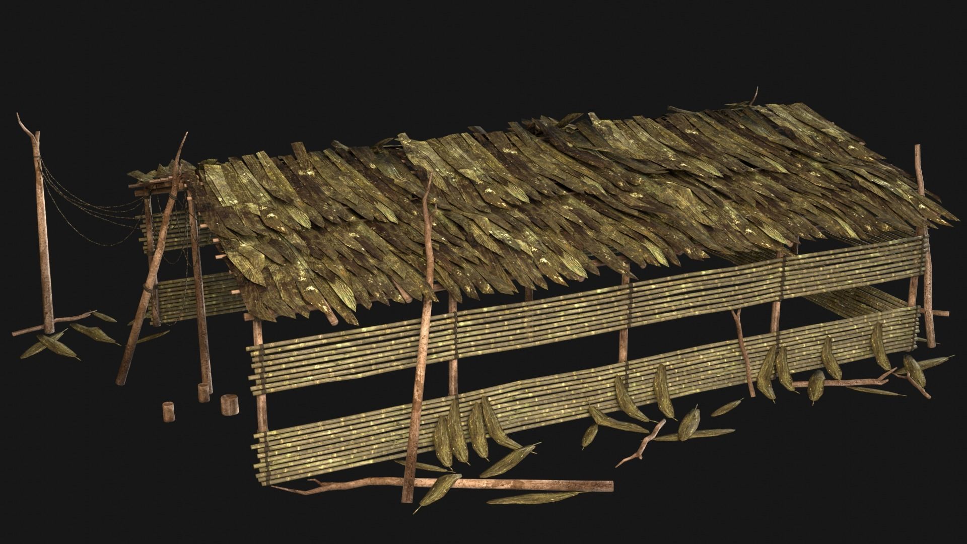 JUNGLE SWAMP HOUSE BUILDING COTTAGE HUT AAA COLLECTION Low-poly 3D model_1