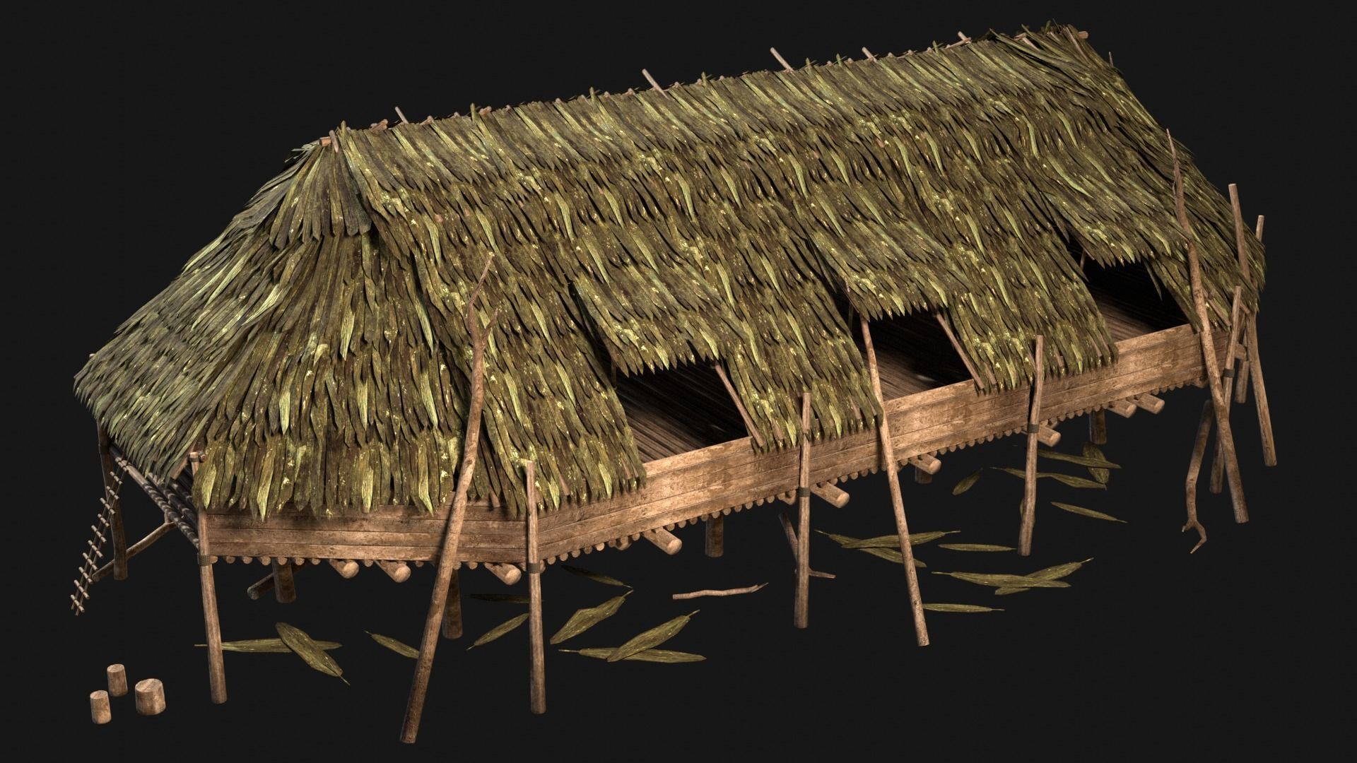 JUNGLE SWAMP HOUSE BUILDING COTTAGE HUT AAA COLLECTION Low-poly 3D model_17