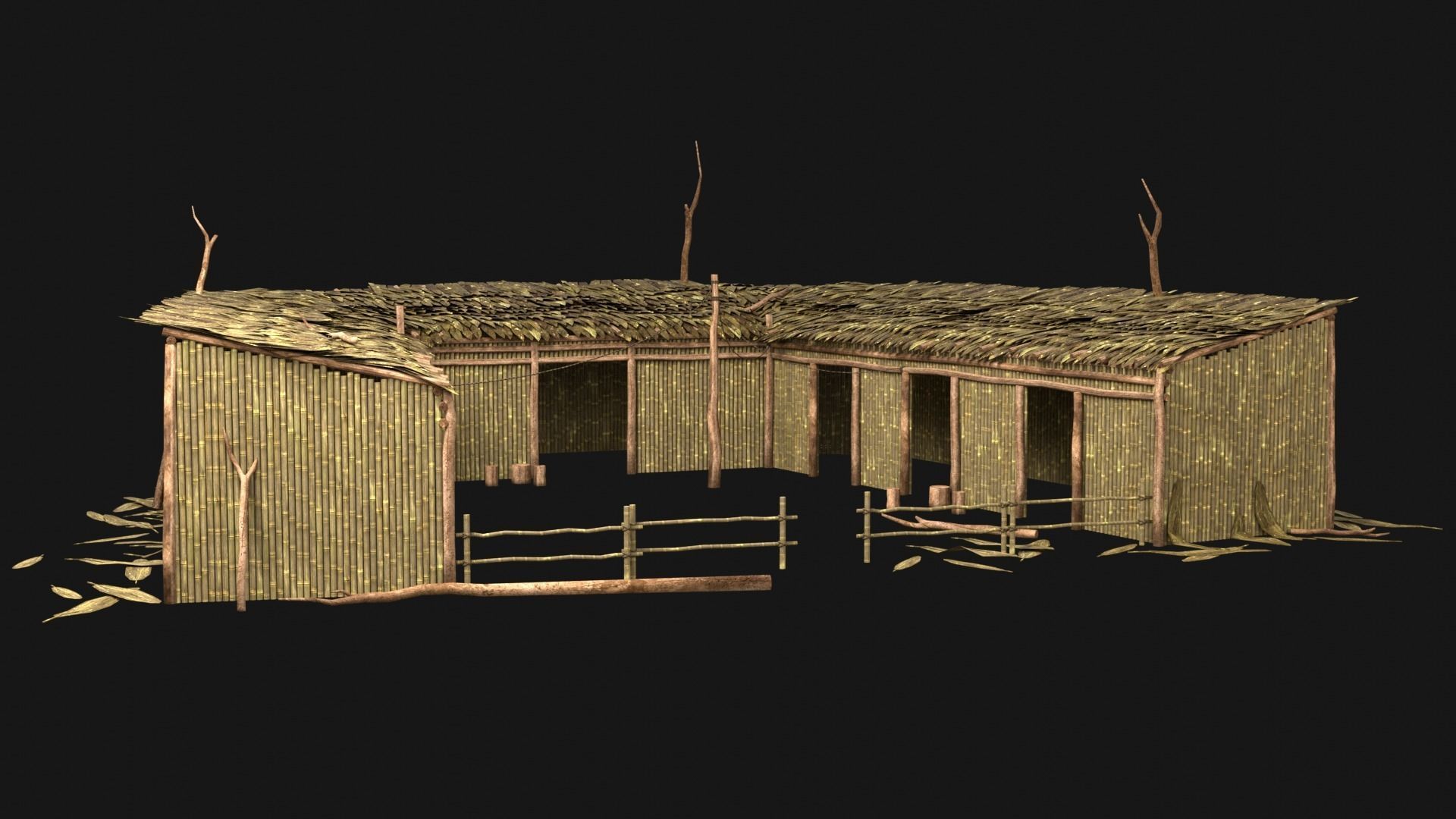 JUNGLE SWAMP HOUSE BUILDING COTTAGE HUT AAA COLLECTION Low-poly 3D model_30