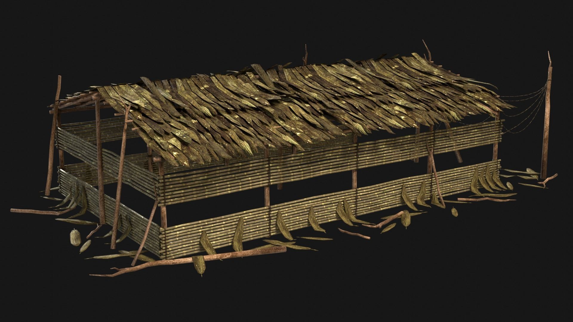 JUNGLE SWAMP HOUSE BUILDING COTTAGE HUT AAA COLLECTION Low-poly 3D model_3