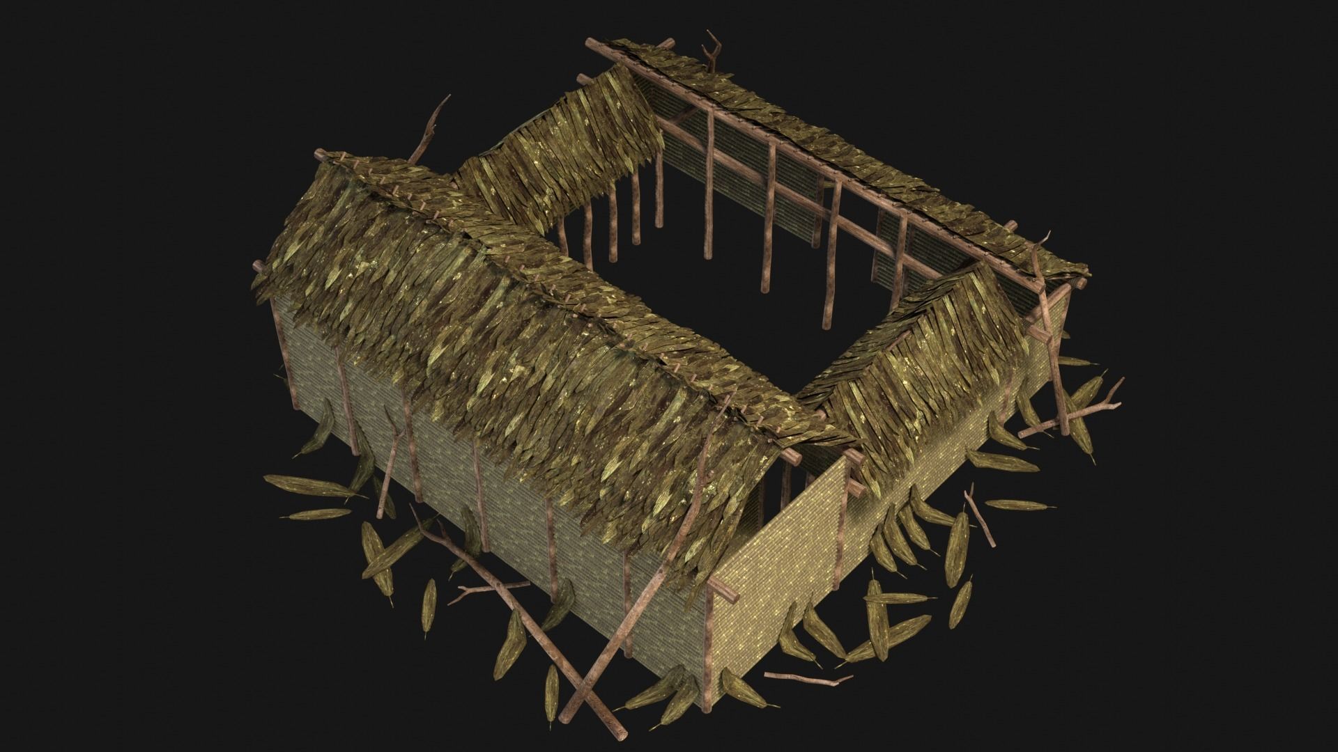 JUNGLE SWAMP HOUSE BUILDING COTTAGE HUT AAA COLLECTION Low-poly 3D model_27