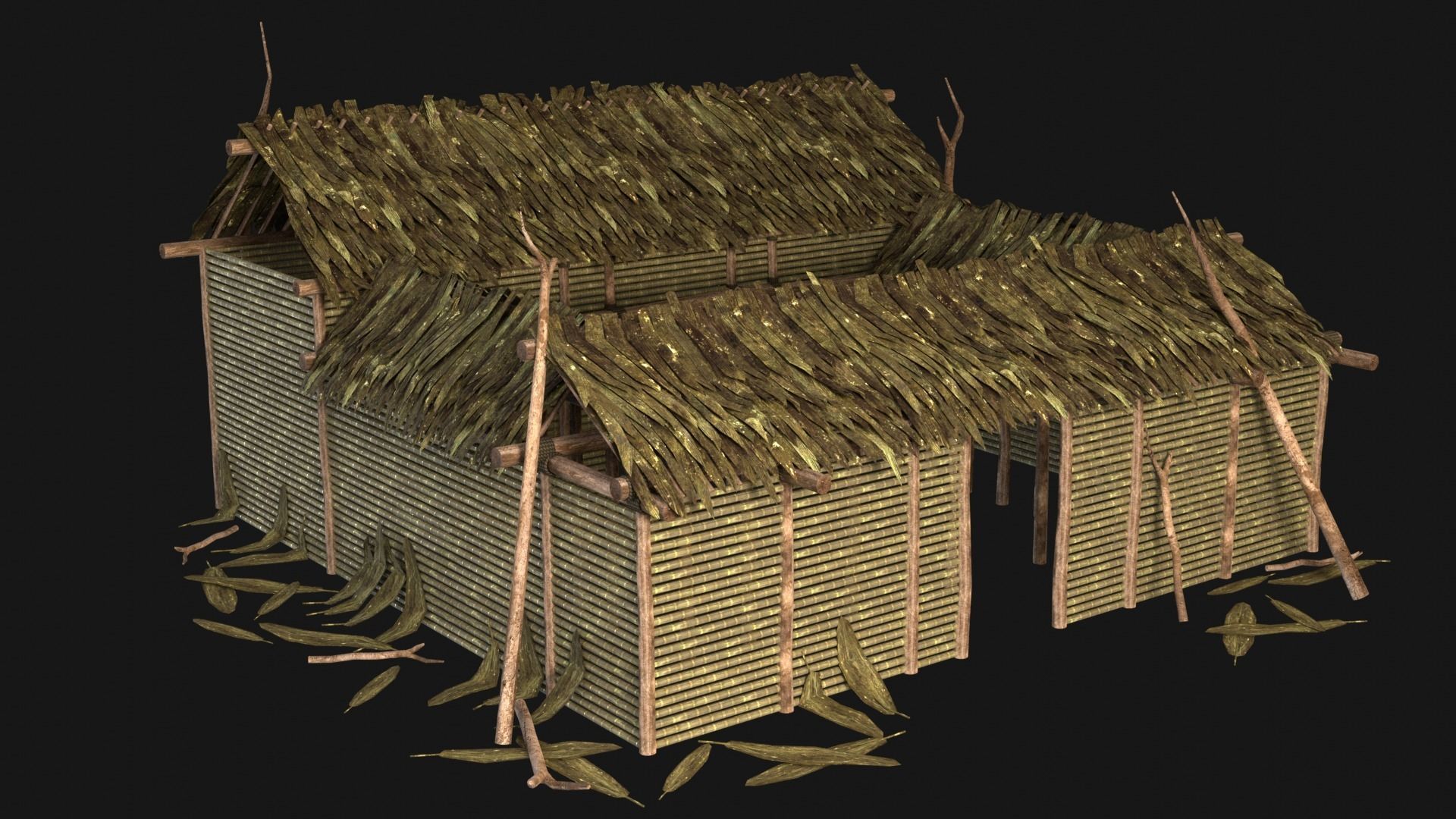 JUNGLE SWAMP HOUSE BUILDING COTTAGE HUT AAA COLLECTION Low-poly 3D model_26