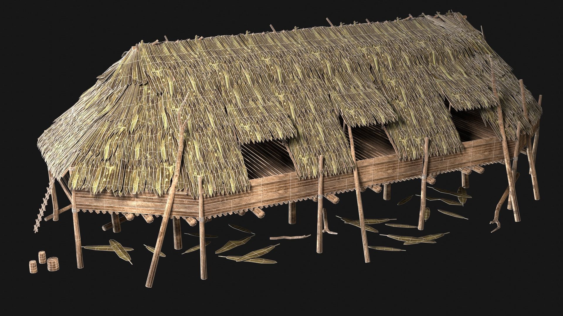 JUNGLE SWAMP HOUSE BUILDING COTTAGE HUT AAA COLLECTION Low-poly 3D model_20