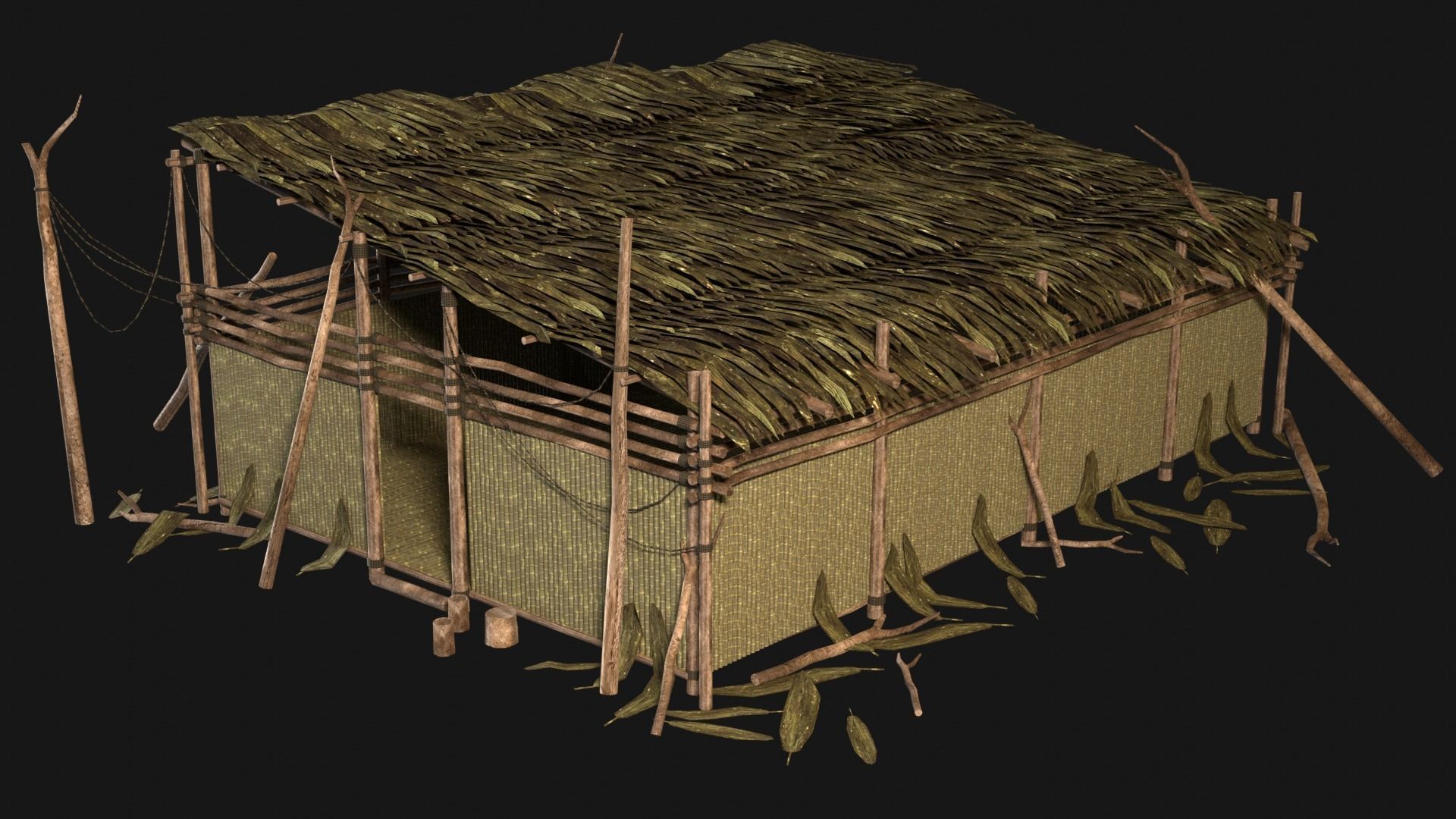 JUNGLE SWAMP HOUSE BUILDING COTTAGE HUT AAA COLLECTION Low-poly 3D model_5