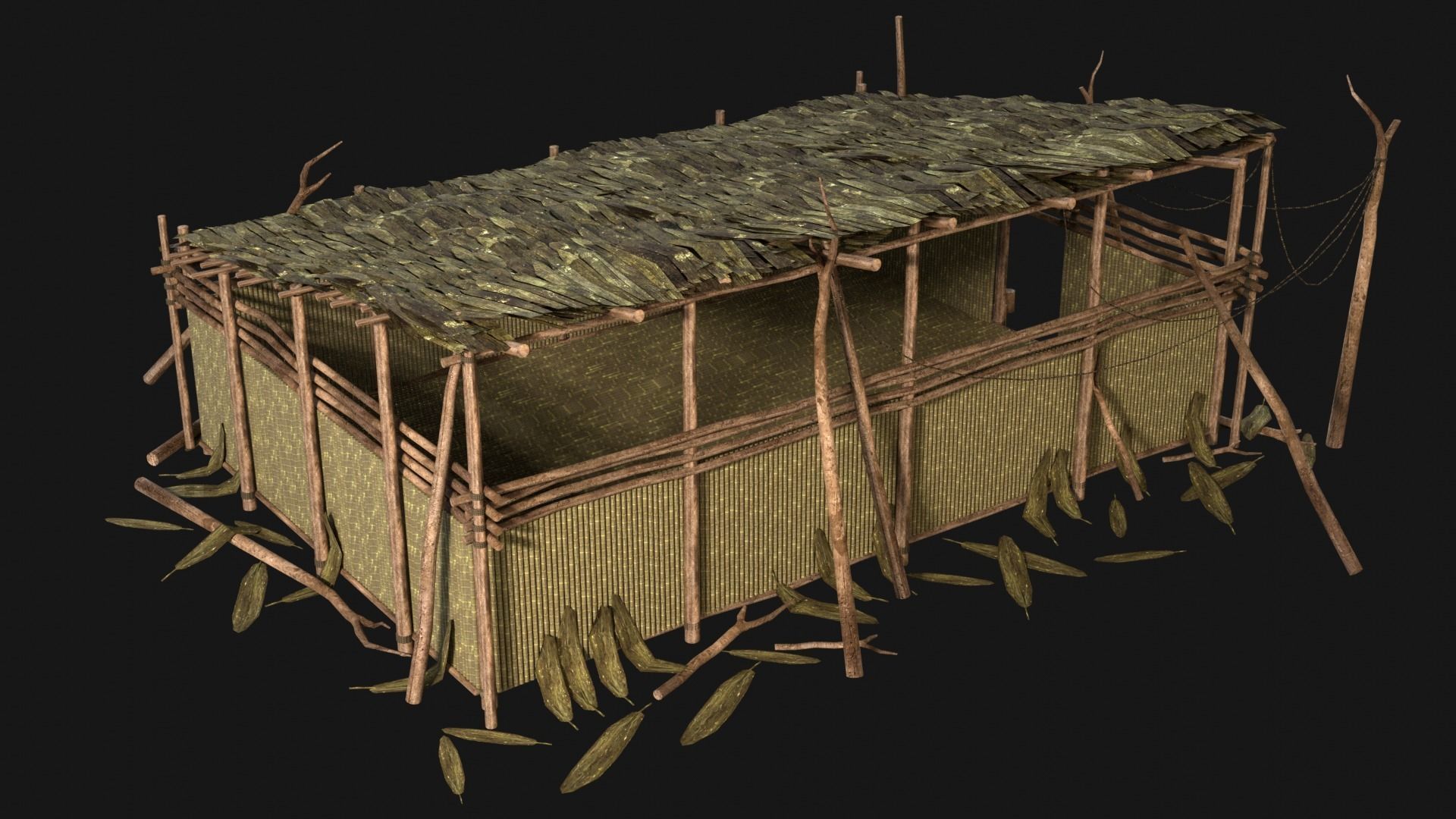JUNGLE SWAMP HOUSE BUILDING COTTAGE HUT AAA COLLECTION Low-poly 3D model_7