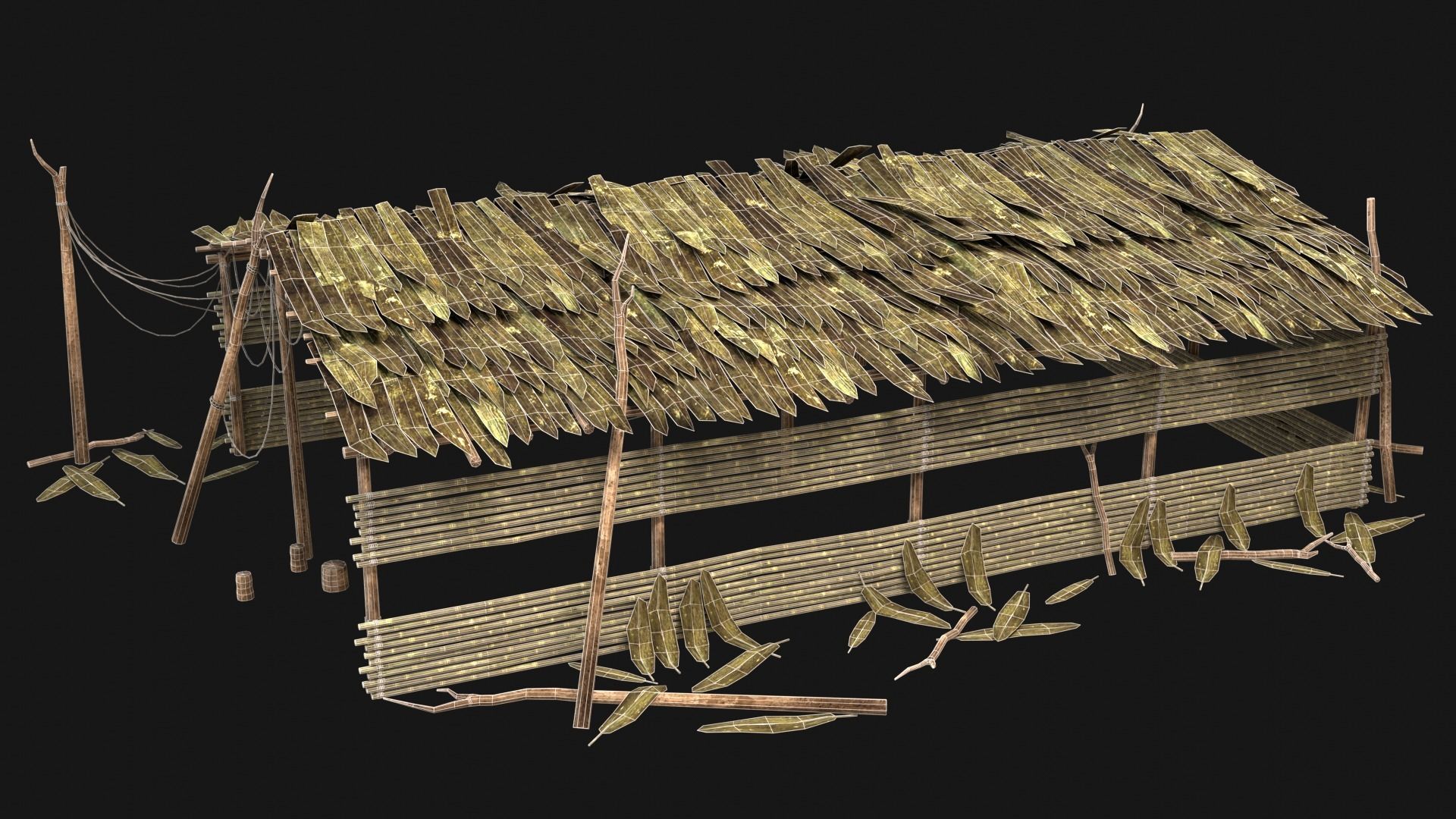 JUNGLE SWAMP HOUSE BUILDING COTTAGE HUT AAA COLLECTION Low-poly 3D model_4