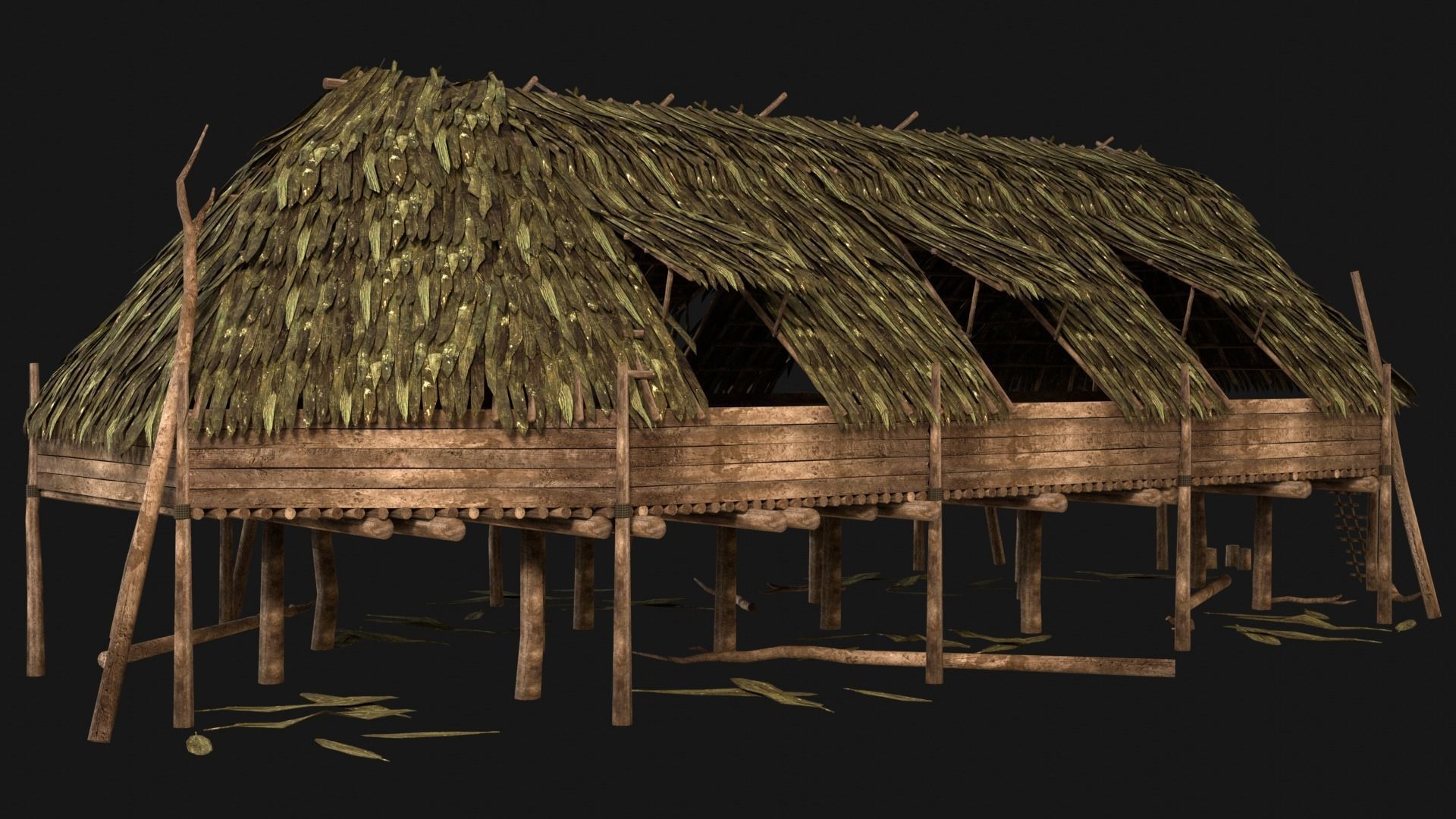 JUNGLE SWAMP HOUSE BUILDING COTTAGE HUT AAA COLLECTION Low-poly 3D model_19