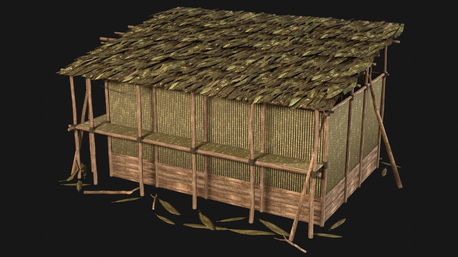 JUNGLE SWAMP HOUSE BUILDING COTTAGE HUT AAA COLLECTION Low-poly 3D model_23