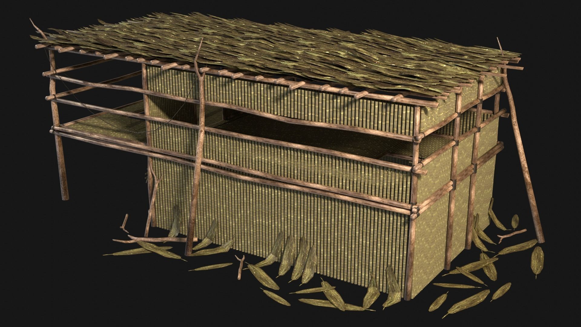 JUNGLE SWAMP HOUSE BUILDING COTTAGE HUT AAA COLLECTION Low-poly 3D model_11