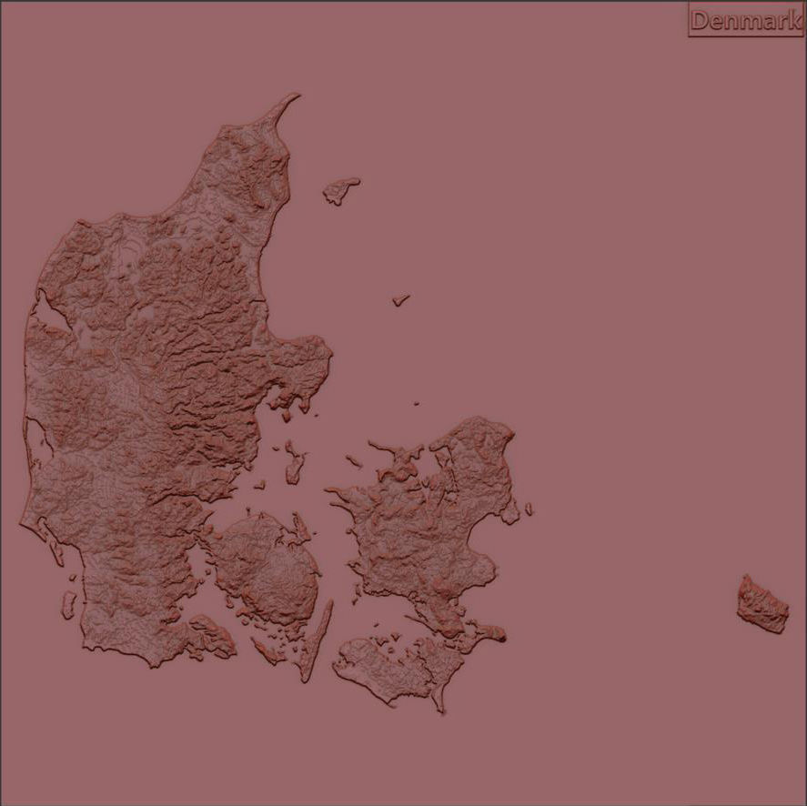 Denmark Terrain Topography Elevation DEM Geography Landscape 3D model