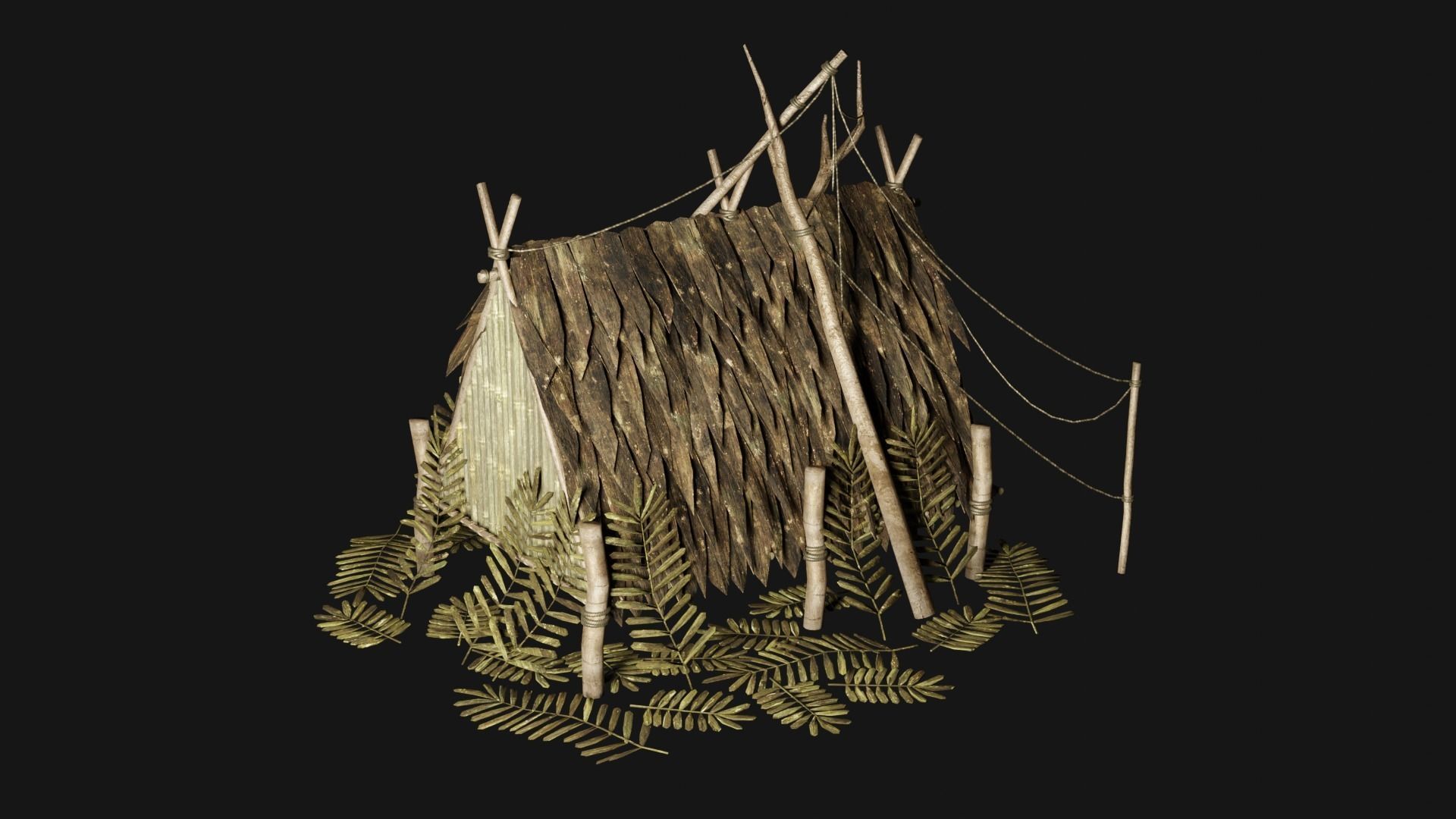 JUNGLE SWAMP STILT HUT SHELTER COTTAGE AAA COLLECTION Low-poly 3D model_19