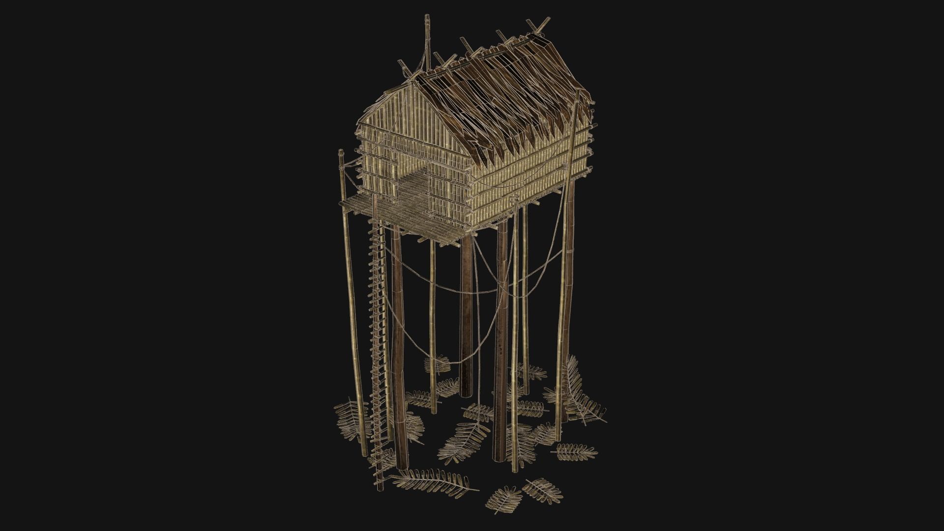 JUNGLE SWAMP STILT HUT SHELTER COTTAGE AAA COLLECTION Low-poly 3D model_24