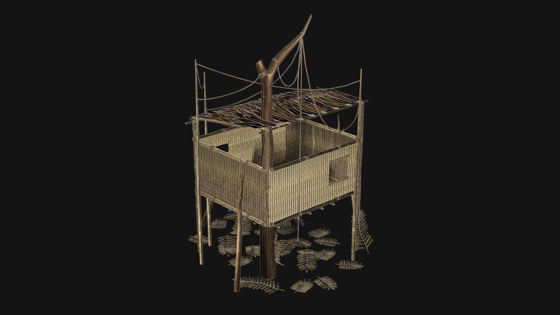 JUNGLE SWAMP STILT HUT SHELTER COTTAGE AAA COLLECTION Low-poly 3D model_36