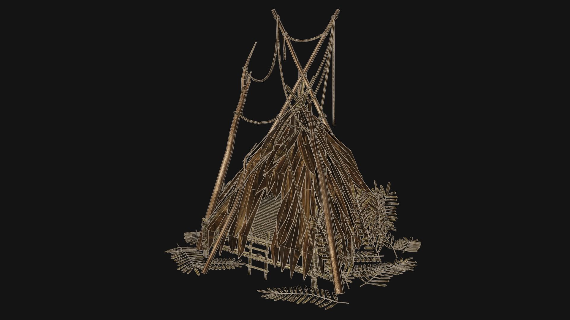 JUNGLE SWAMP STILT HUT SHELTER COTTAGE AAA COLLECTION Low-poly 3D model_8