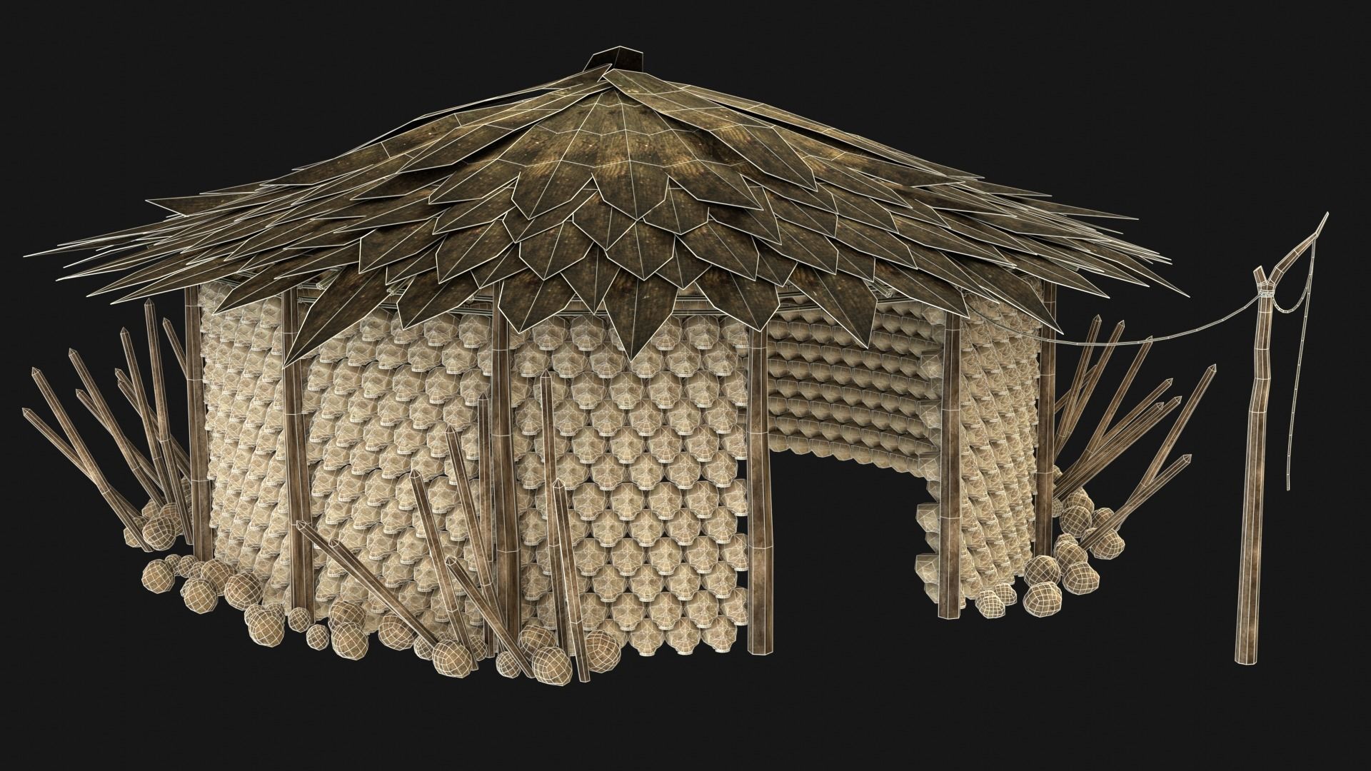 JUNGLE SWAMP SHAMAN HUT HOUSE TENT SHELTER AAA COLLECTION Low-poly 3D model_8