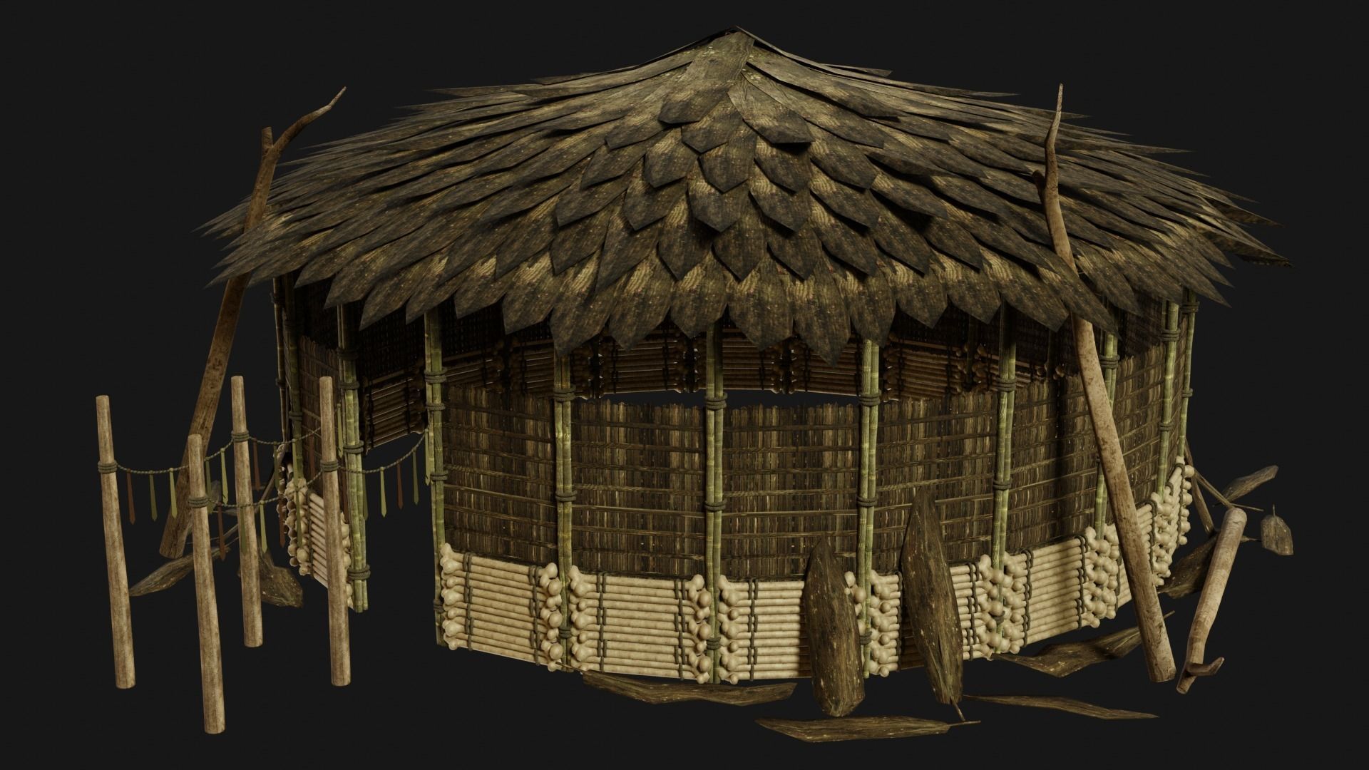 JUNGLE SWAMP SHAMAN HUT HOUSE TENT SHELTER AAA COLLECTION Low-poly 3D model_25