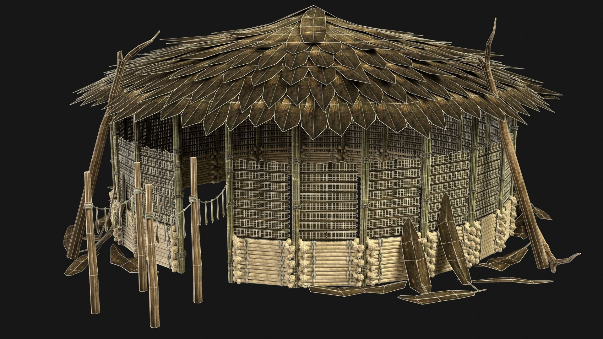 JUNGLE SWAMP SHAMAN HUT HOUSE TENT SHELTER AAA COLLECTION Low-poly 3D model_28