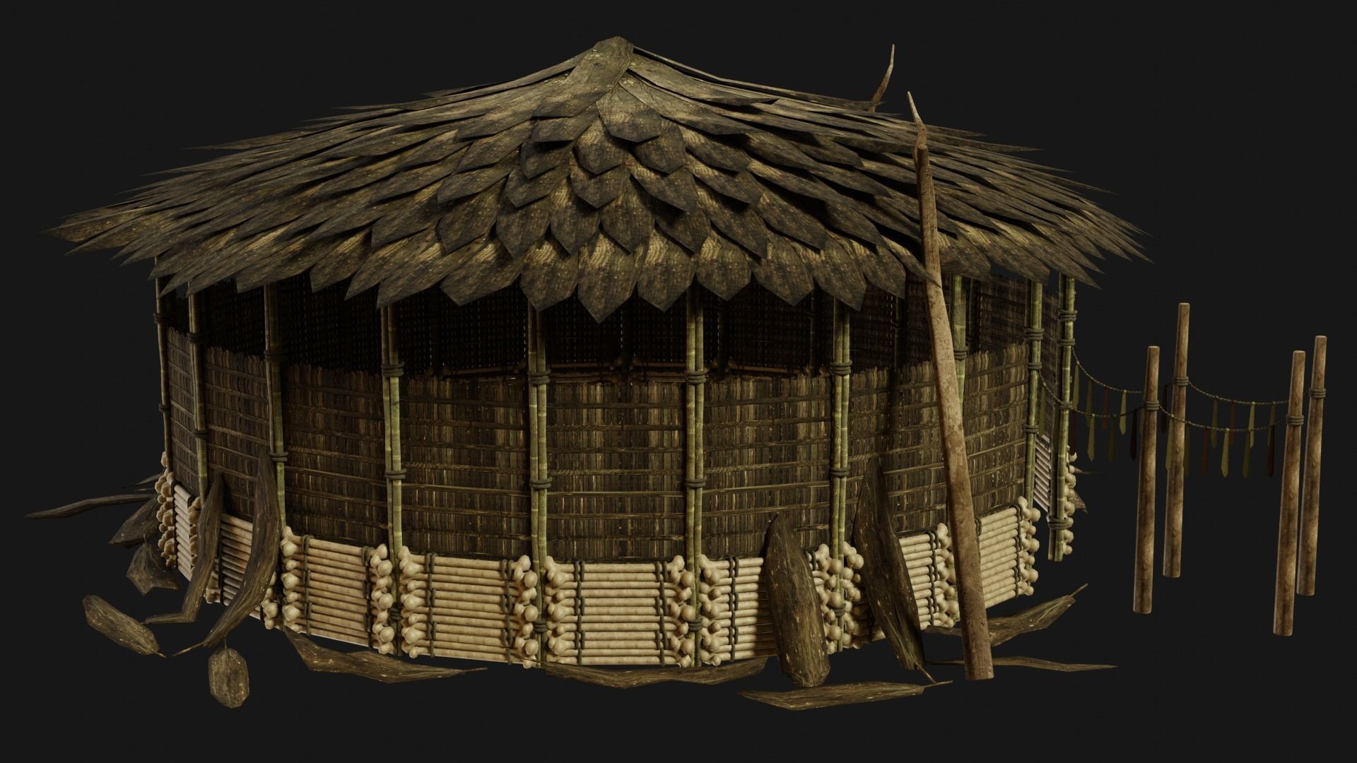 JUNGLE SWAMP SHAMAN HUT HOUSE TENT SHELTER AAA COLLECTION Low-poly 3D model_27