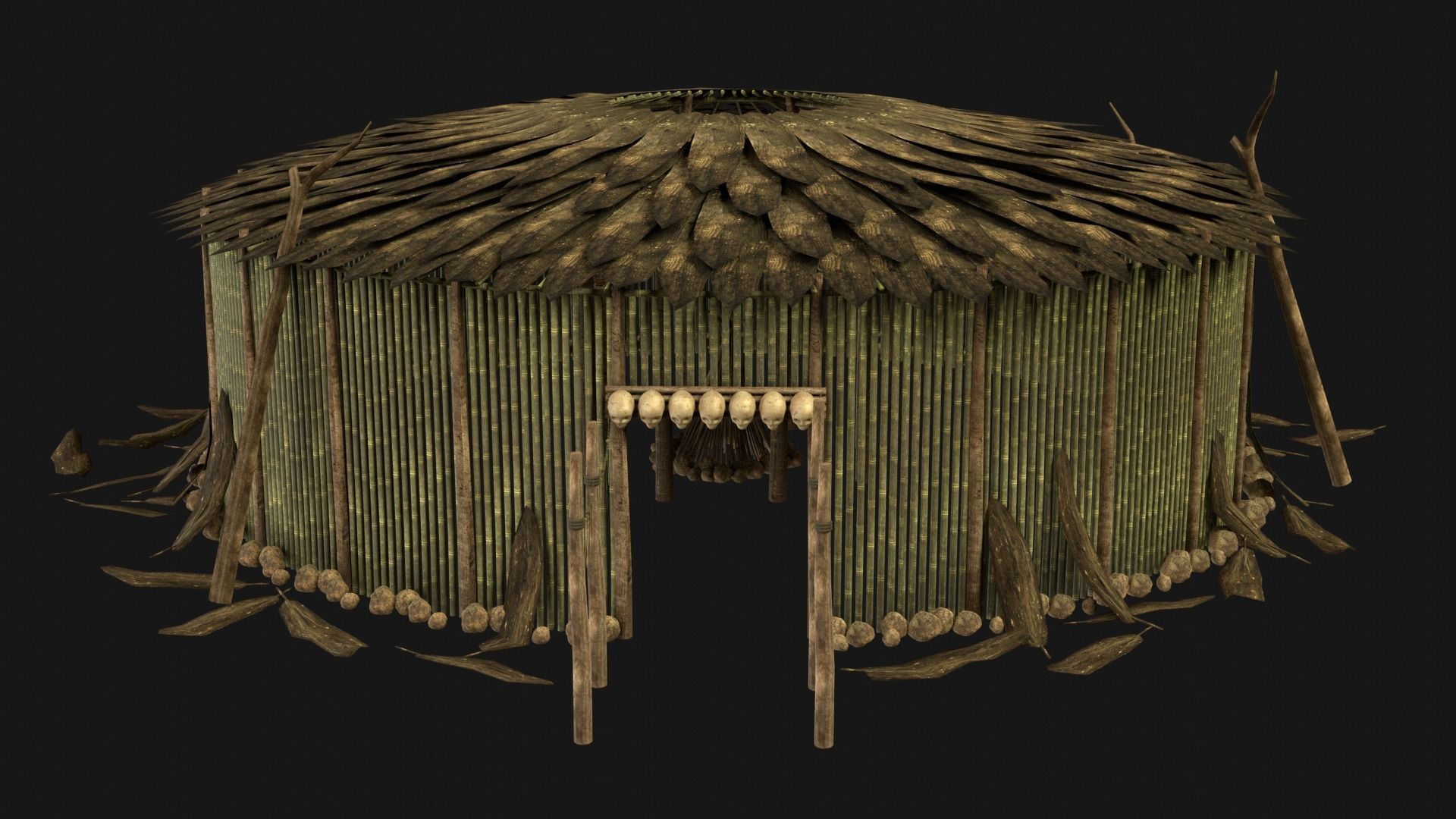 JUNGLE SWAMP SHAMAN HUT HOUSE TENT SHELTER AAA COLLECTION Low-poly 3D model_3
