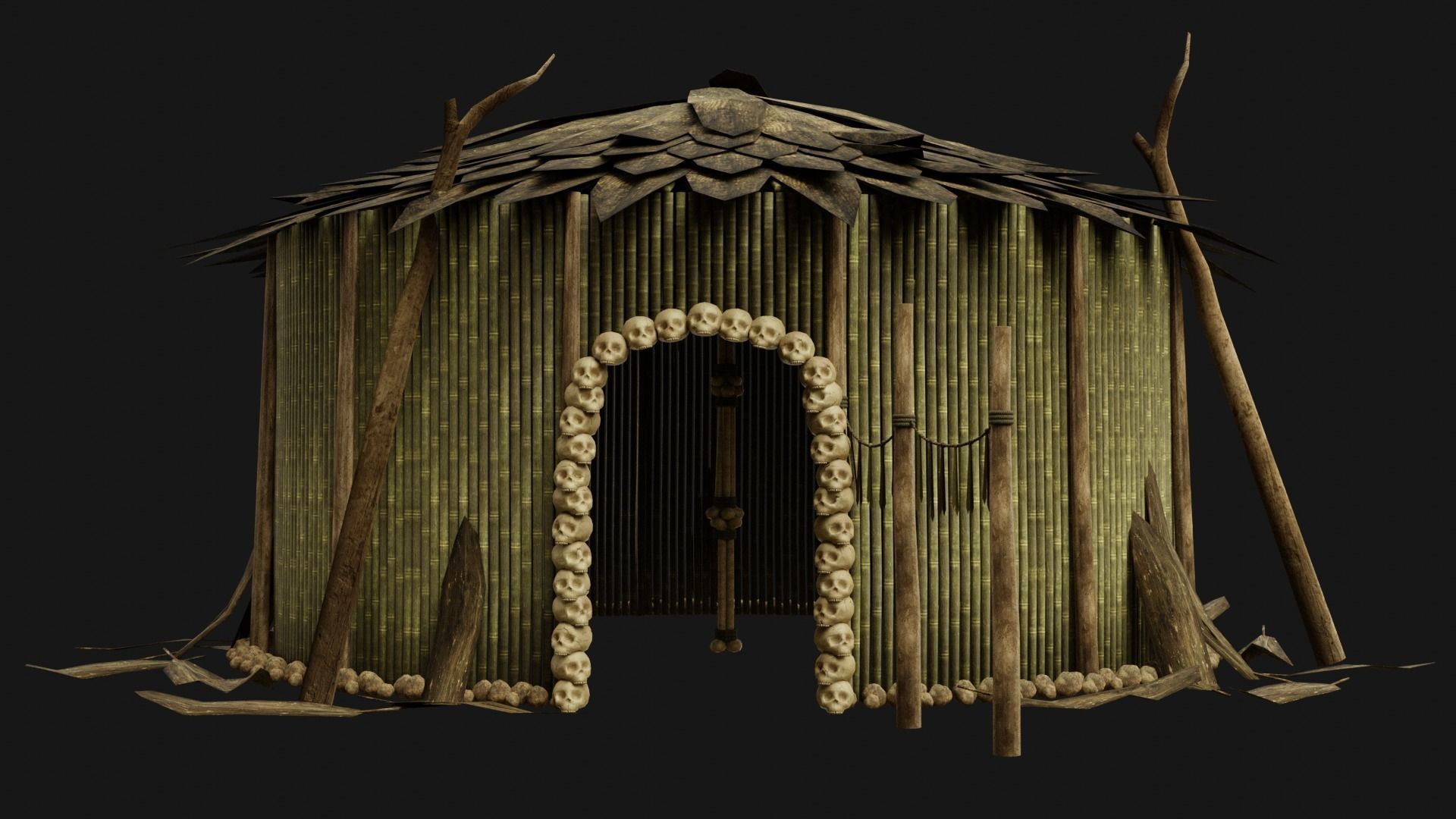 JUNGLE SWAMP SHAMAN HUT HOUSE TENT SHELTER AAA COLLECTION Low-poly 3D model_10