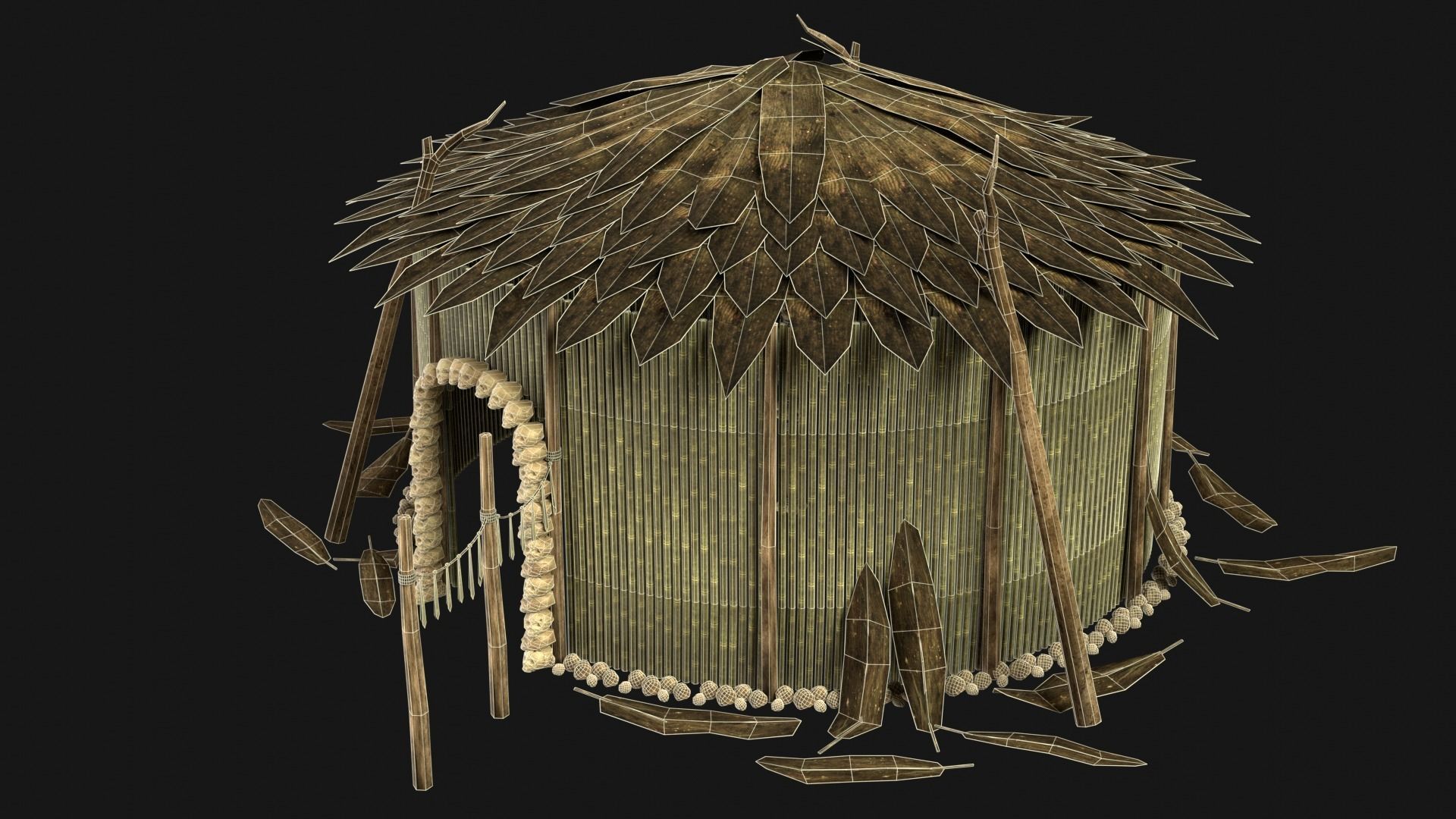 JUNGLE SWAMP SHAMAN HUT HOUSE TENT SHELTER AAA COLLECTION Low-poly 3D model_12