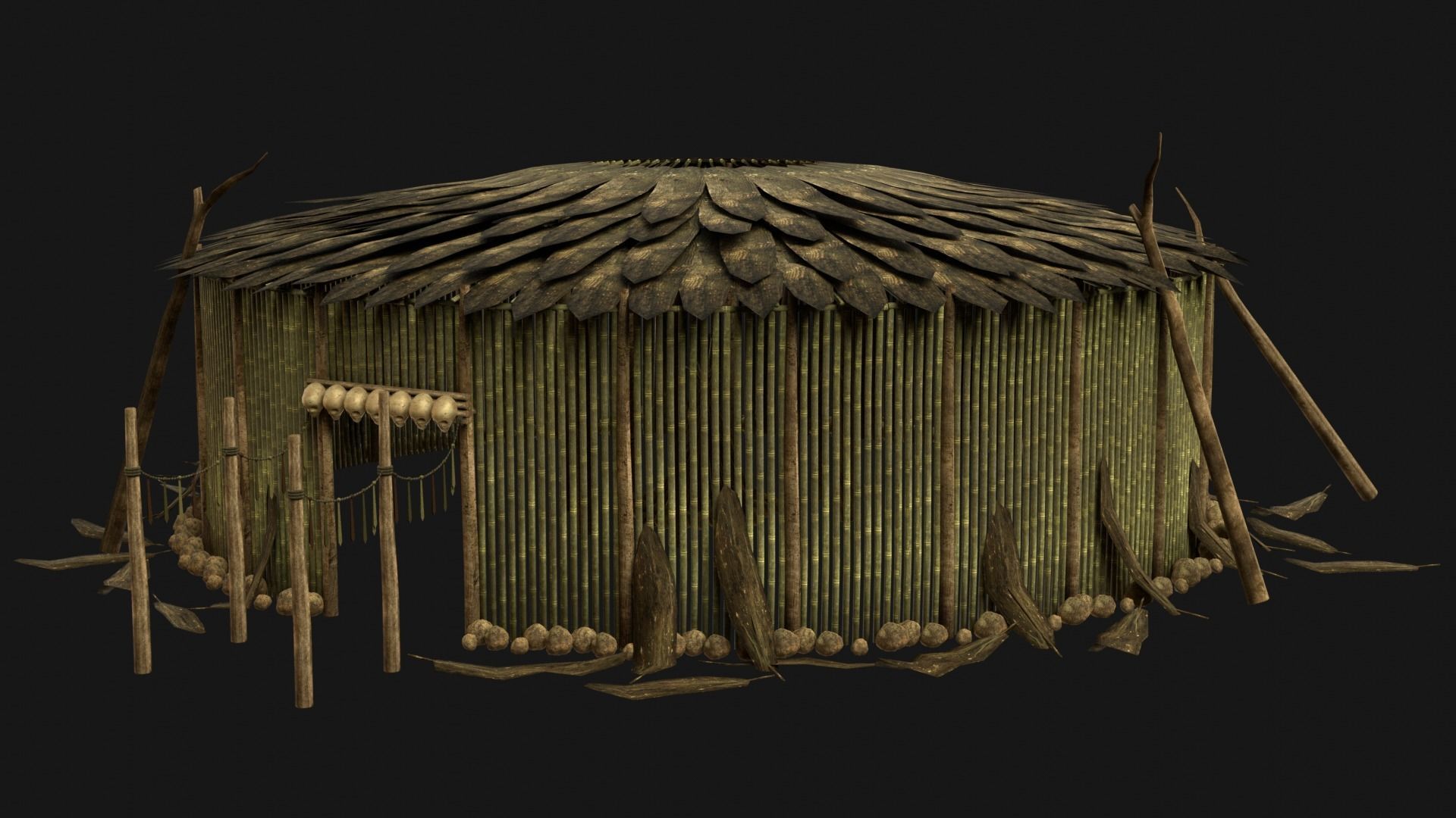 JUNGLE SWAMP SHAMAN HUT HOUSE TENT SHELTER AAA COLLECTION Low-poly 3D model_1