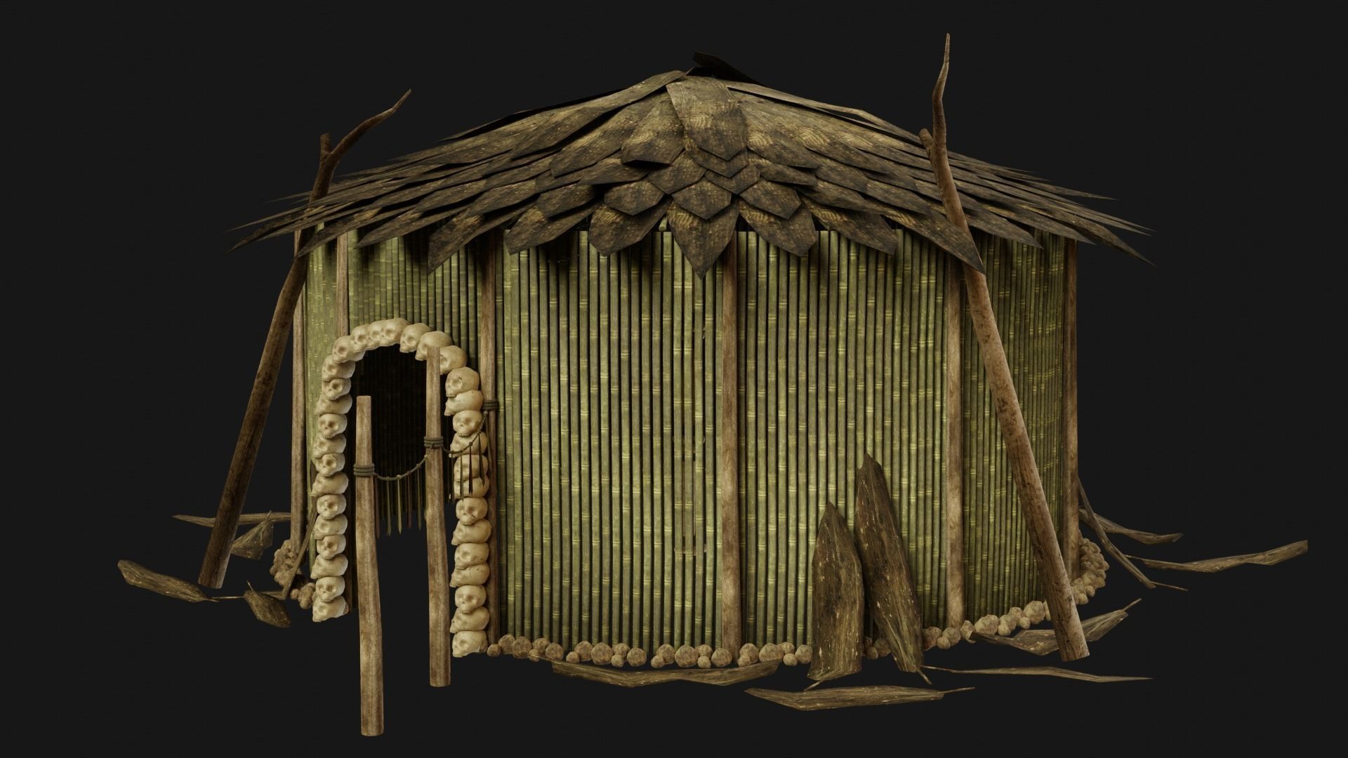 JUNGLE SWAMP SHAMAN HUT HOUSE TENT SHELTER AAA COLLECTION Low-poly 3D model_9