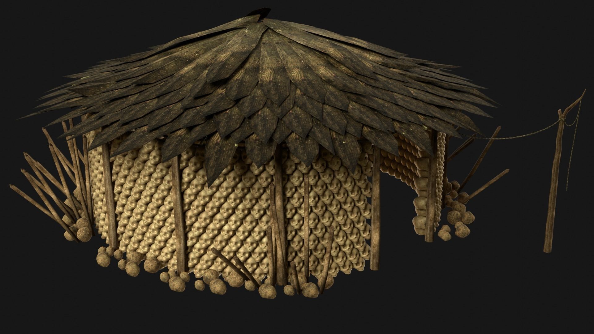 JUNGLE SWAMP SHAMAN HUT HOUSE TENT SHELTER AAA COLLECTION Low-poly 3D model_6