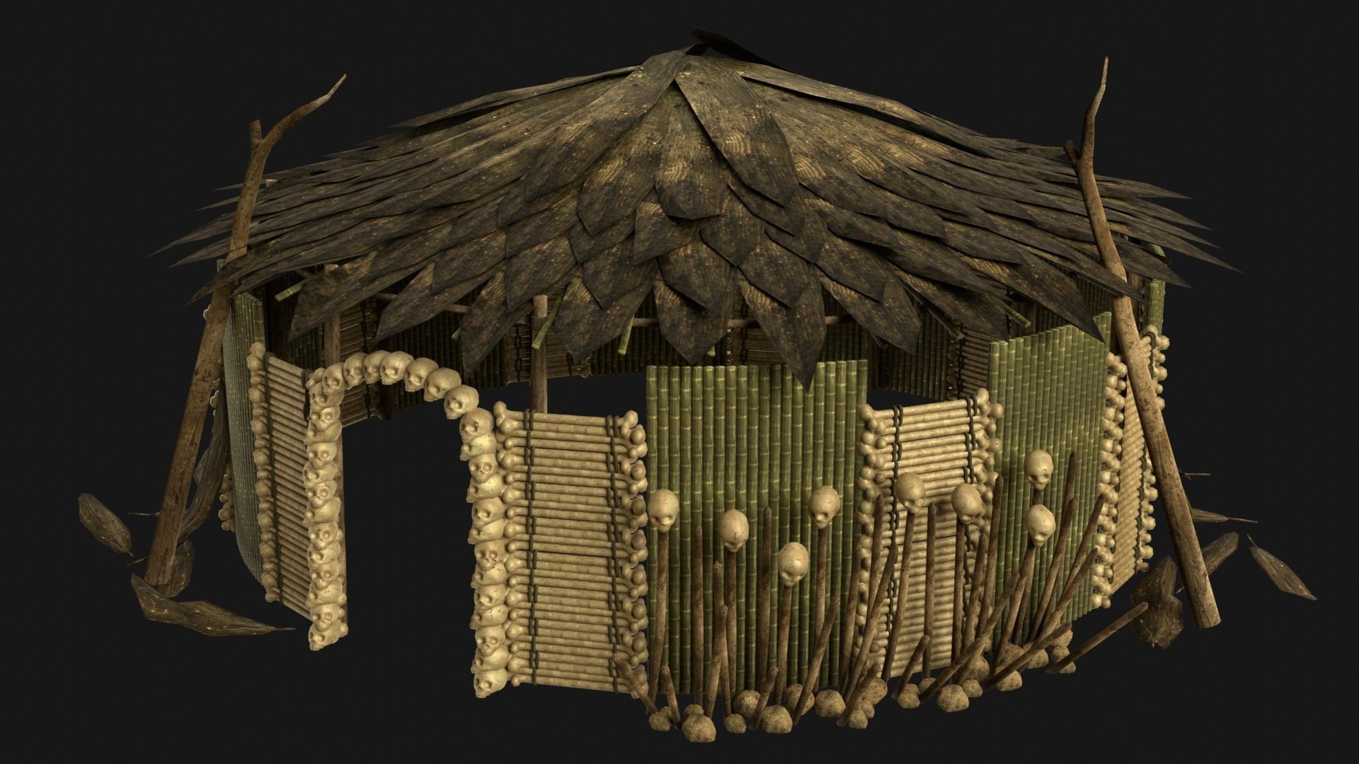 JUNGLE SWAMP SHAMAN HUT HOUSE TENT SHELTER AAA COLLECTION Low-poly 3D model_13