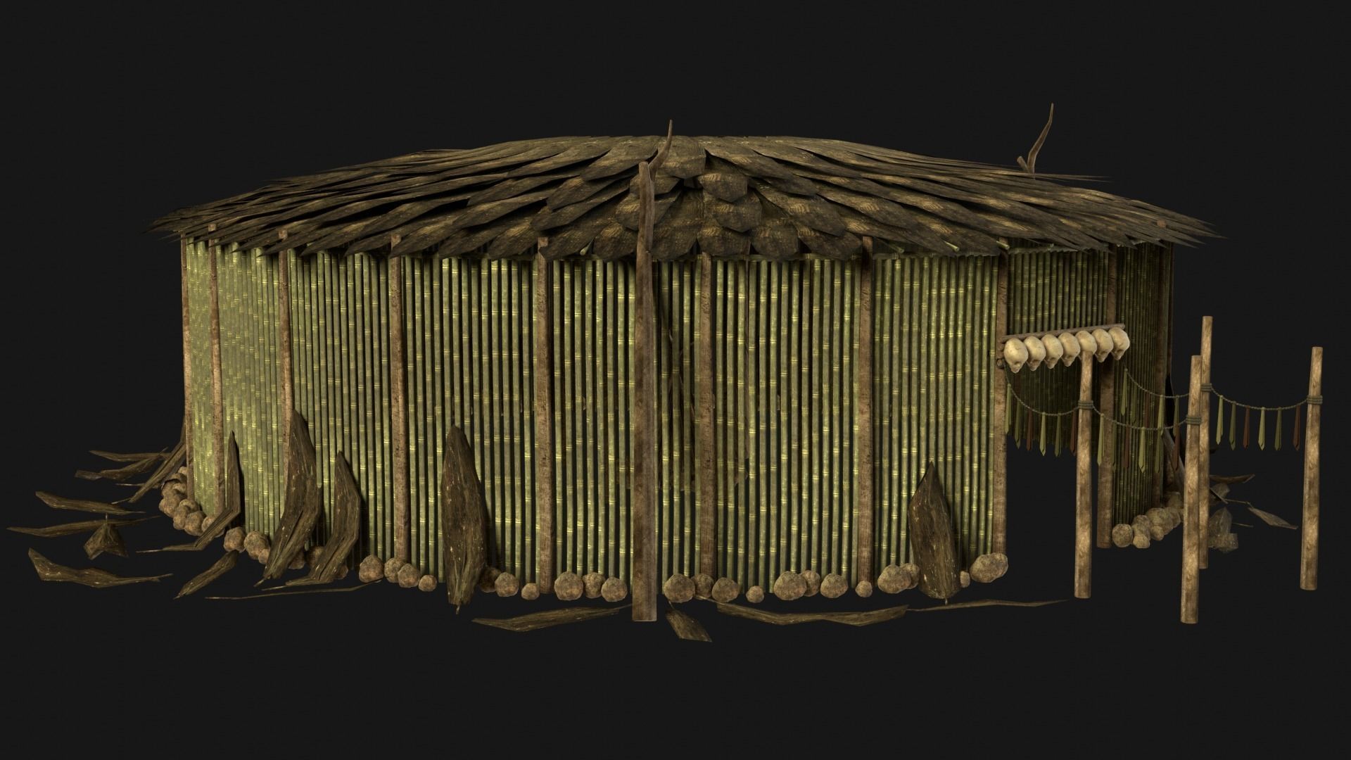 JUNGLE SWAMP SHAMAN HUT HOUSE TENT SHELTER AAA COLLECTION Low-poly 3D model_2