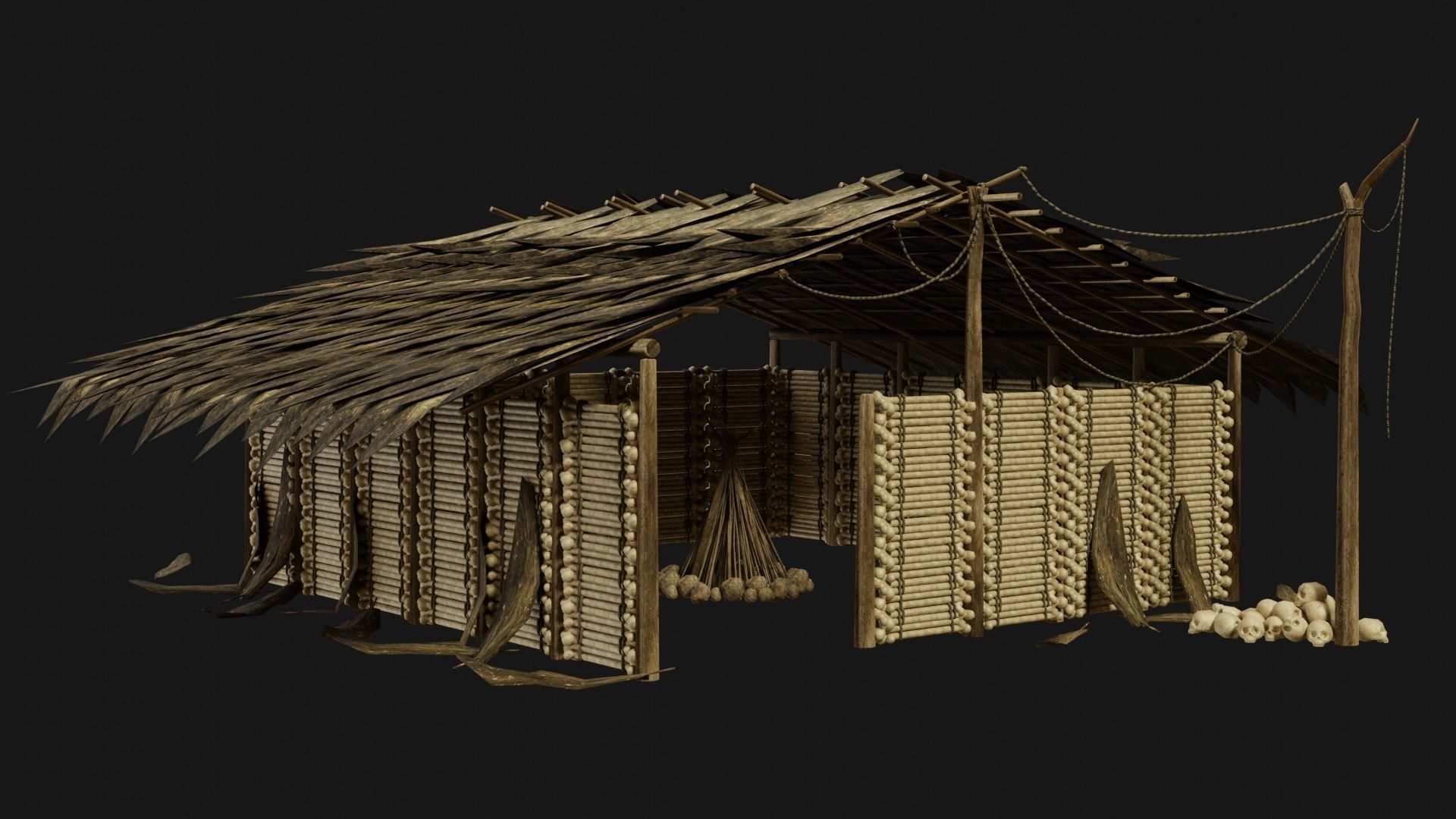JUNGLE SWAMP SHAMAN HUT HOUSE TENT SHELTER AAA COLLECTION Low-poly 3D model_34