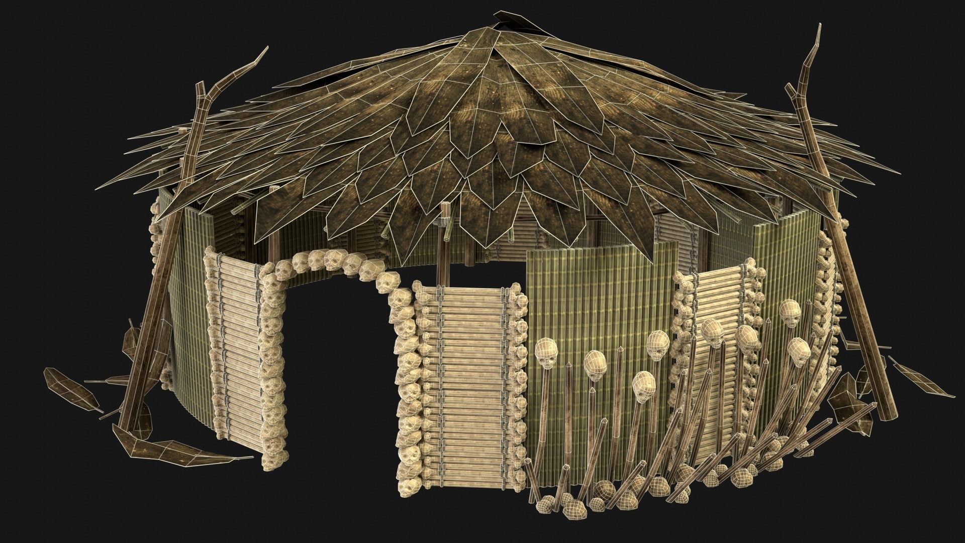 JUNGLE SWAMP SHAMAN HUT HOUSE TENT SHELTER AAA COLLECTION Low-poly 3D model_16