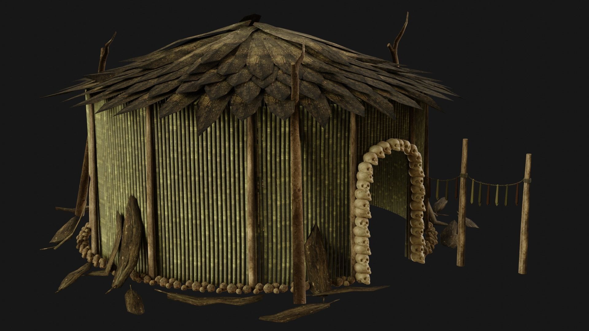 JUNGLE SWAMP SHAMAN HUT HOUSE TENT SHELTER AAA COLLECTION Low-poly 3D model_11