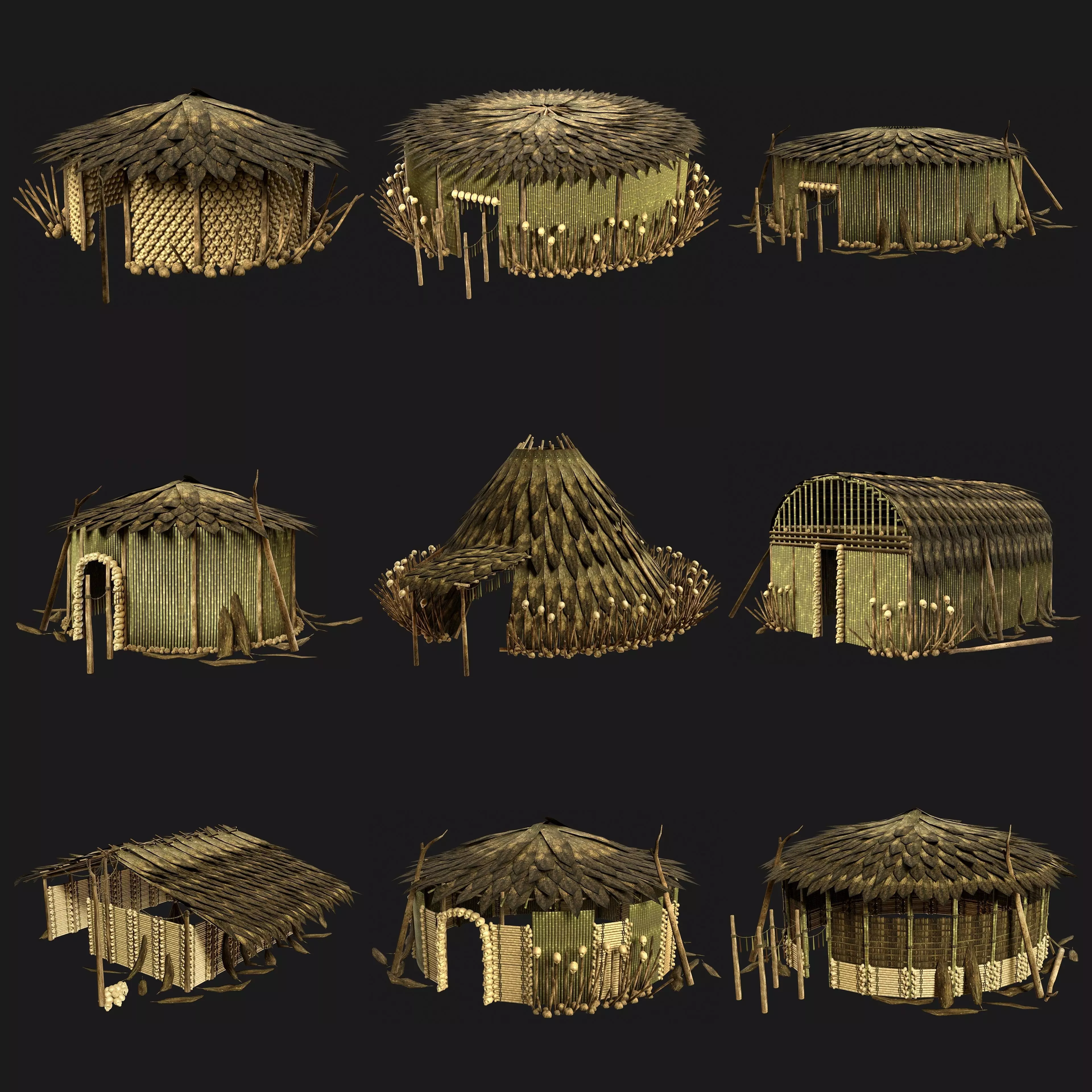 JUNGLE SWAMP SHAMAN HUT HOUSE TENT SHELTER AAA COLLECTION Low-poly 3D model_0