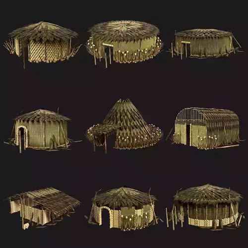 JUNGLE SWAMP SHAMAN HUT HOUSE TENT SHELTER AAA COLLECTION Low-poly 3D model
