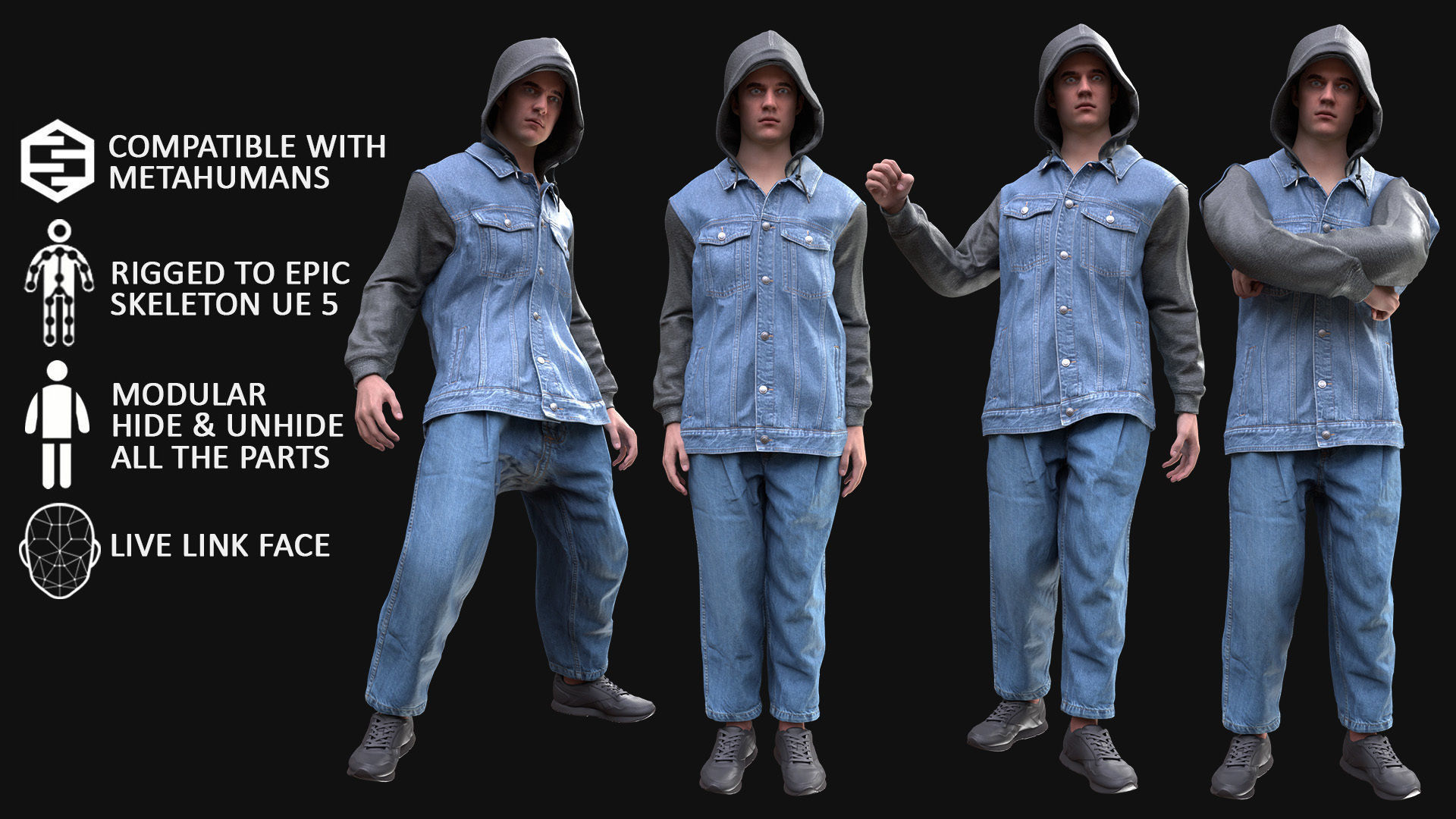 Man - Autumn Outfit 12 - Modular - Rigged Low-poly 3D model_3