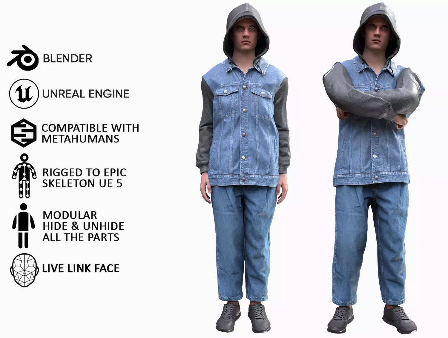 Man - Autumn Outfit 12 - Modular - Rigged Low-poly 3D model_0