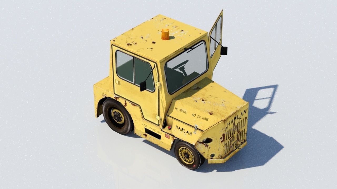 Harlan HT Light Tractor Aircraft Baggage Tug Low Poly weathered Low-poly 3D model_1