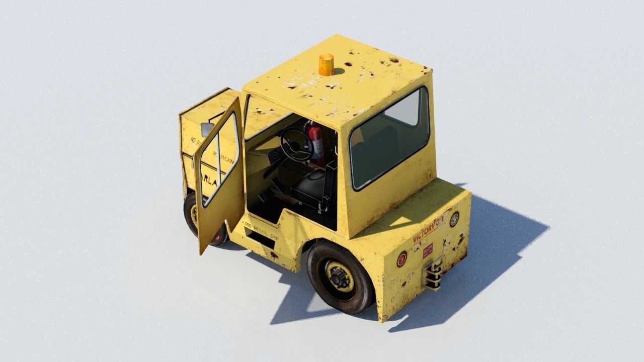 Harlan HT Light Tractor Aircraft Baggage Tug Low Poly weathered Low-poly 3D model_3